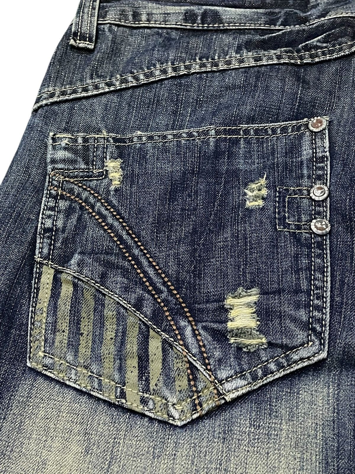 Japanese Brand Lemans Japan Asymmetrical Panel Heavy Stitch Boro Jeans Size US 32 / EU 48 - 22 Thumbnail