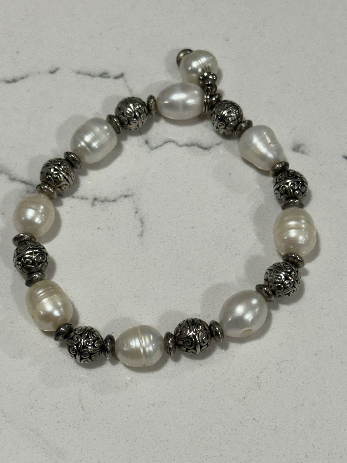 Jewelry Sterling Silver & Natural Freshwater Pearl Bracelet Baroque Size ONE SIZE - 7 Thumbnail