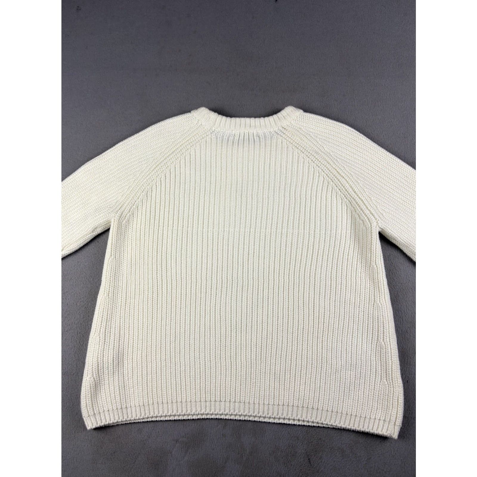 Quince Quince Sweater Womens Small Ivory knit Pullover Crew Neck Fisherman Raglan Long Sleeve Solid Cotton Regular Knit Size S / US 4 / IT 40 - 6 Thumbnail