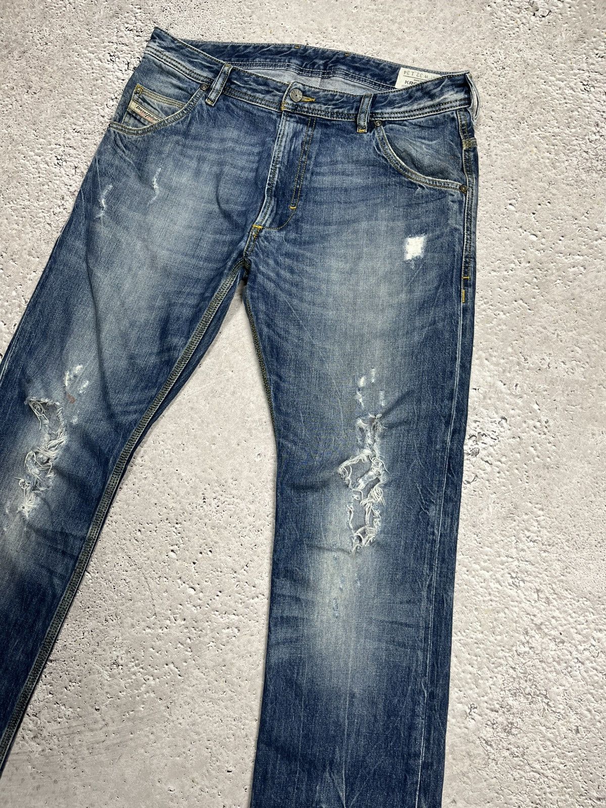 Diesel Diesel Krooley Distressed Faded Blue Denim Jeans Size 32 Size US 32 / EU 48 - 3 Thumbnail