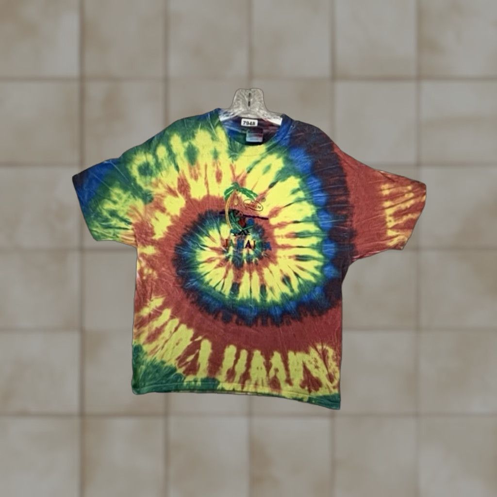 Hanes Vintage Hanes Tie Dye T-Shirt Men Large Geometric Jamaica Beach 90s Cotton Size US L / EU 52-54 / 3 - 1 Thumbnail