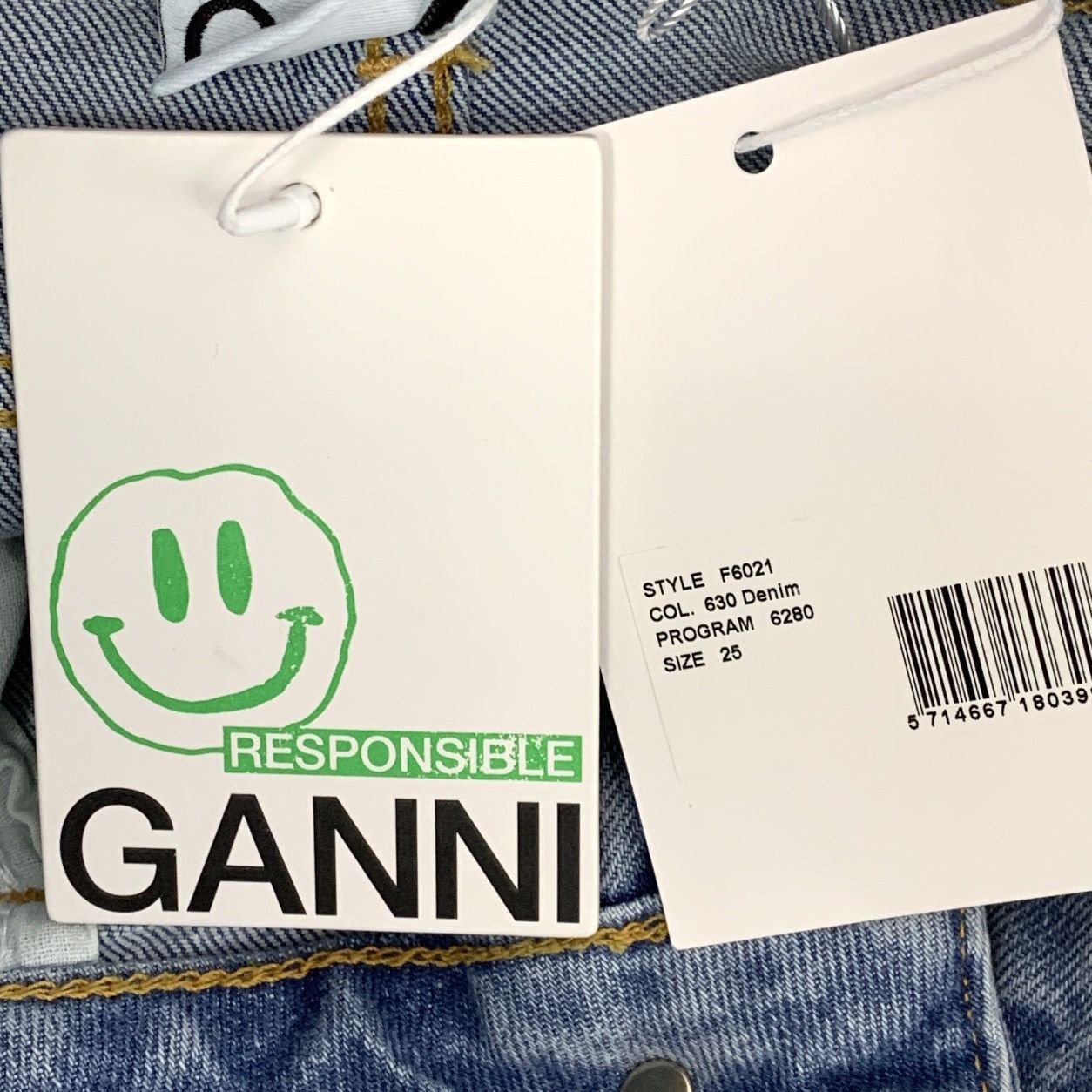 Ganni Ganni Light Blue Washed Cotton Casual Denim Pants K26WX Size 25" / US 0 / IT 36 - 9 Thumbnail