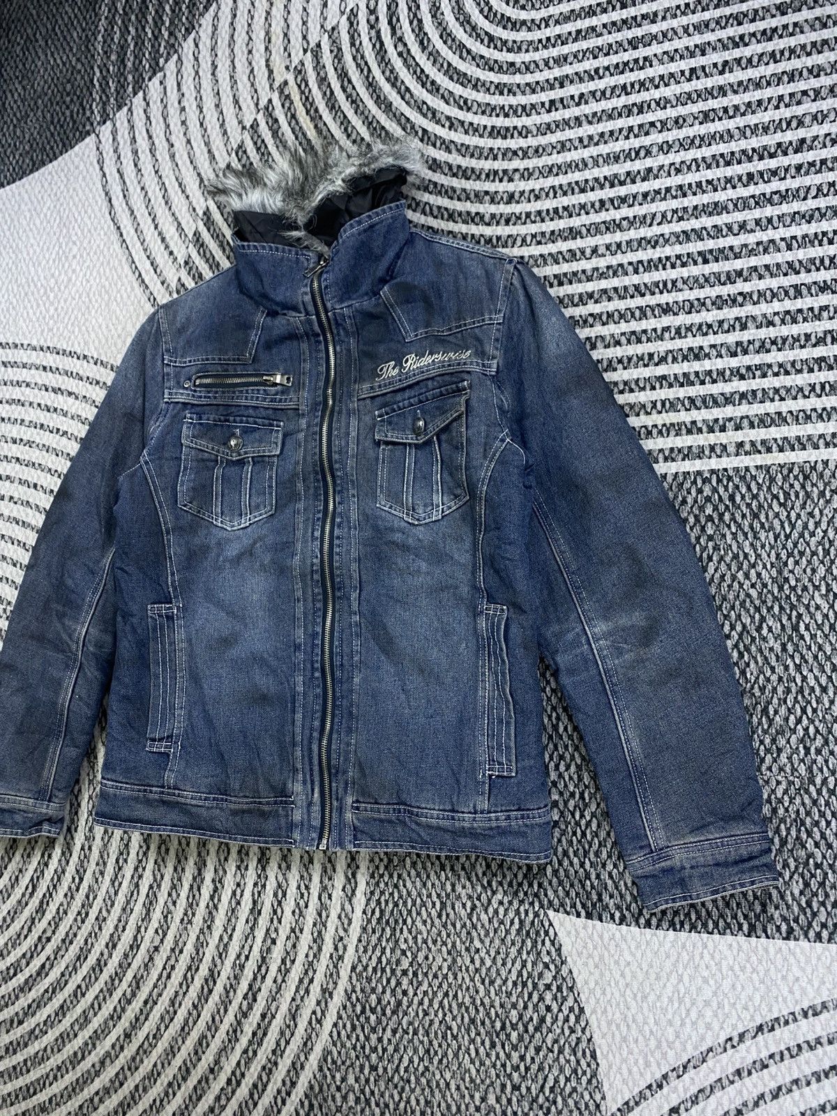 In The Attic Vintage In The Attic Denim Fur Bikers Jacket Size US M / EU 48-50 / 2 - 5 Thumbnail