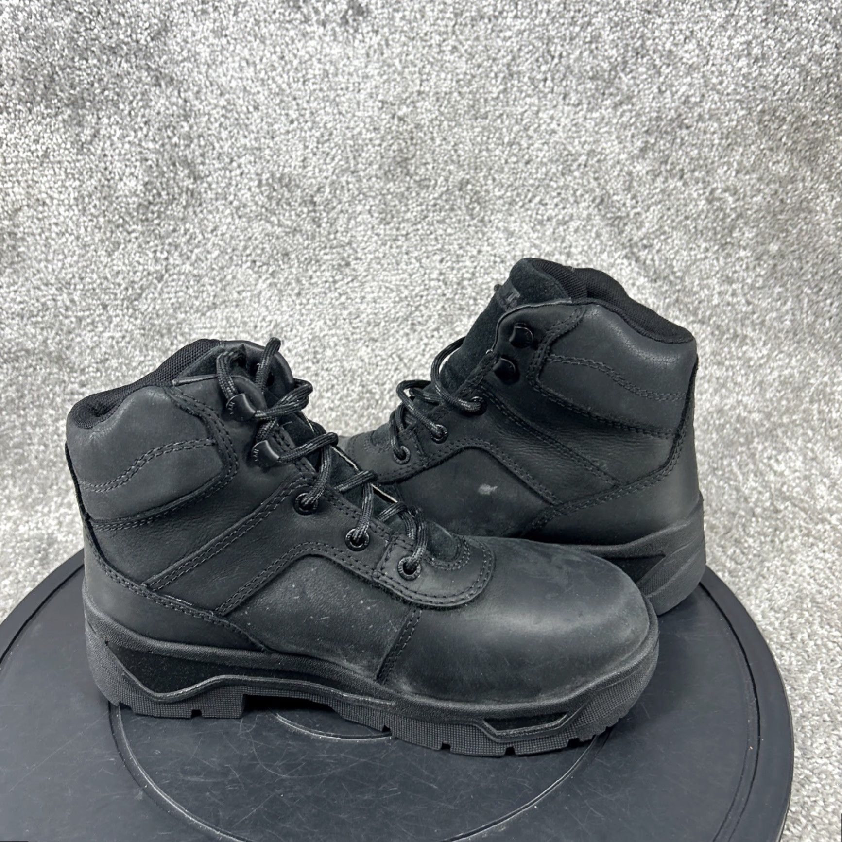 Vintage Hytest Boots Men Size 5.5 Wide Knock Steel Toe Work Black Leather Slip Resistant Size US 5.5 / EU 38 - 4 Thumbnail
