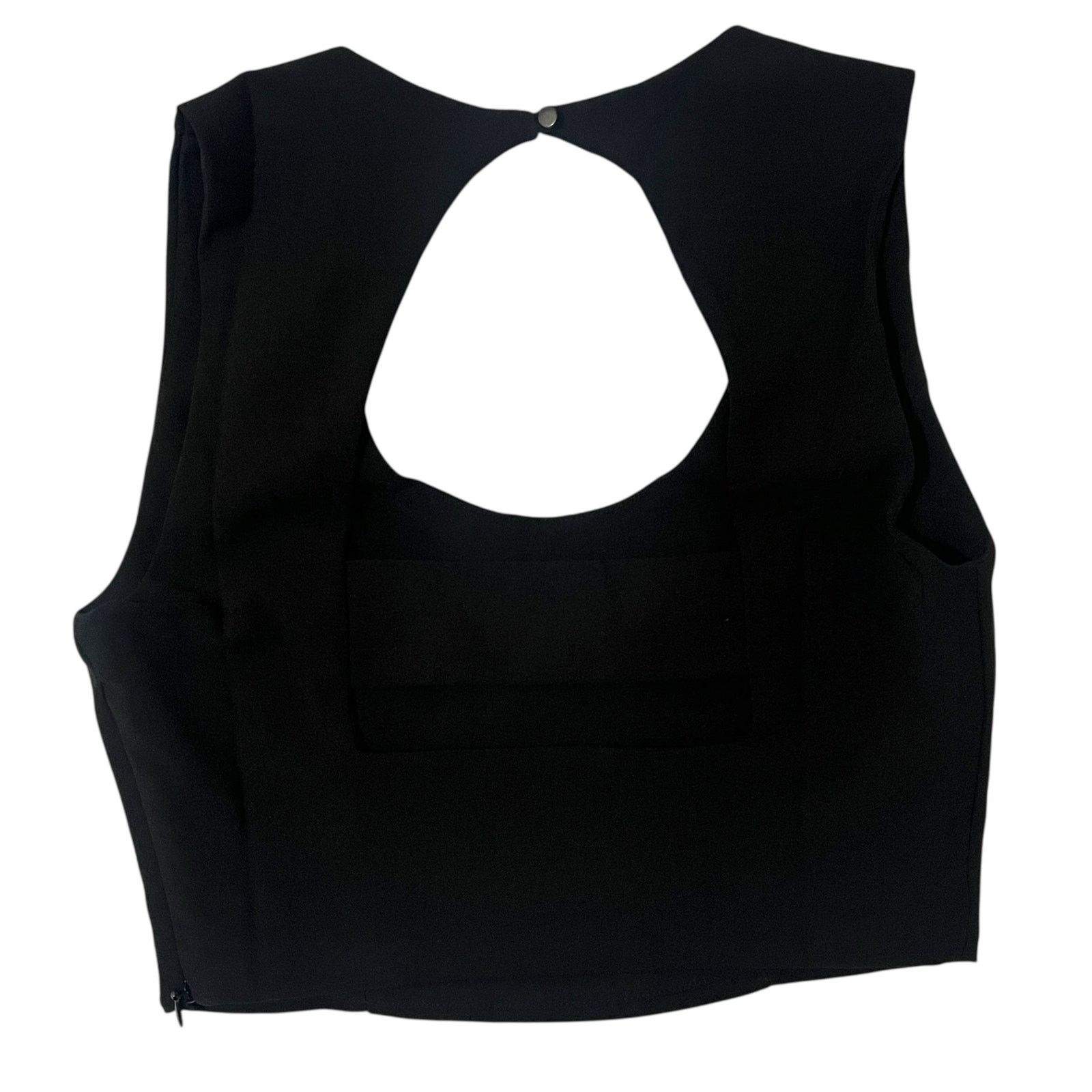 Krisa Open Cut Out Strap Back Scoop Neck Zip Side Crop Top Size S / US 4 / IT 40 - 11 Thumbnail