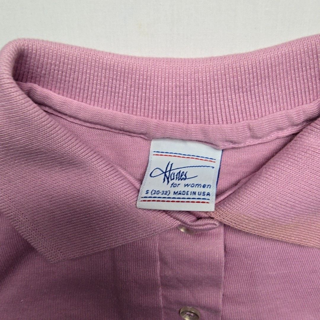 Hanes Vintage Polo Hanes Pink Short Sleeve Women Small Shirt 90s Size S / US 4 / IT 40 - 6 Thumbnail