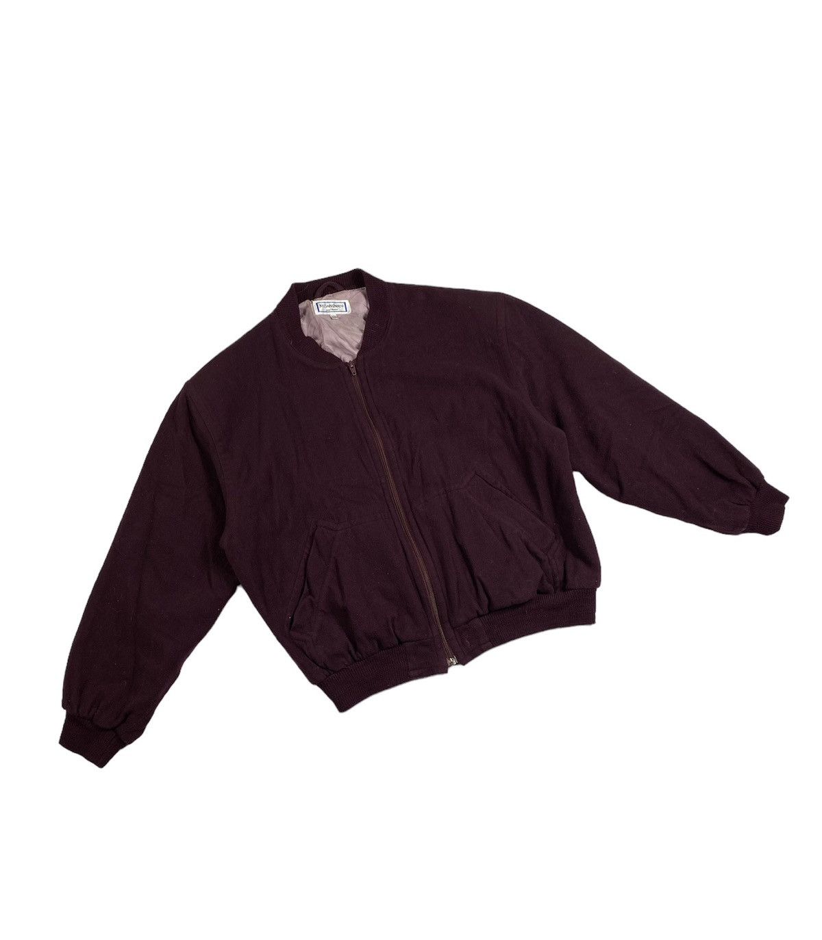 image of Vintage YVES Saint Laurent Bomber Jacket Cashmere Wool in Burgandy, Men's (Size XL)