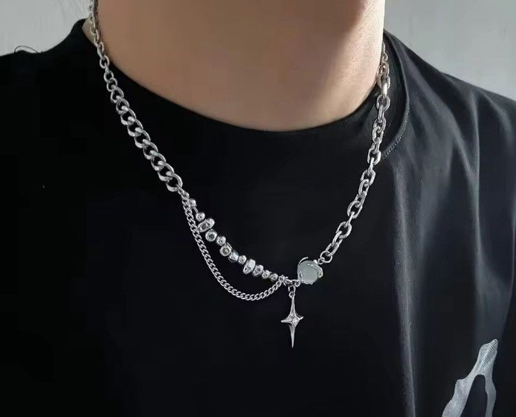 Japanese Brand Star pendant retro punk double layer chain necklace Size ONE SIZE - 2 Thumbnail