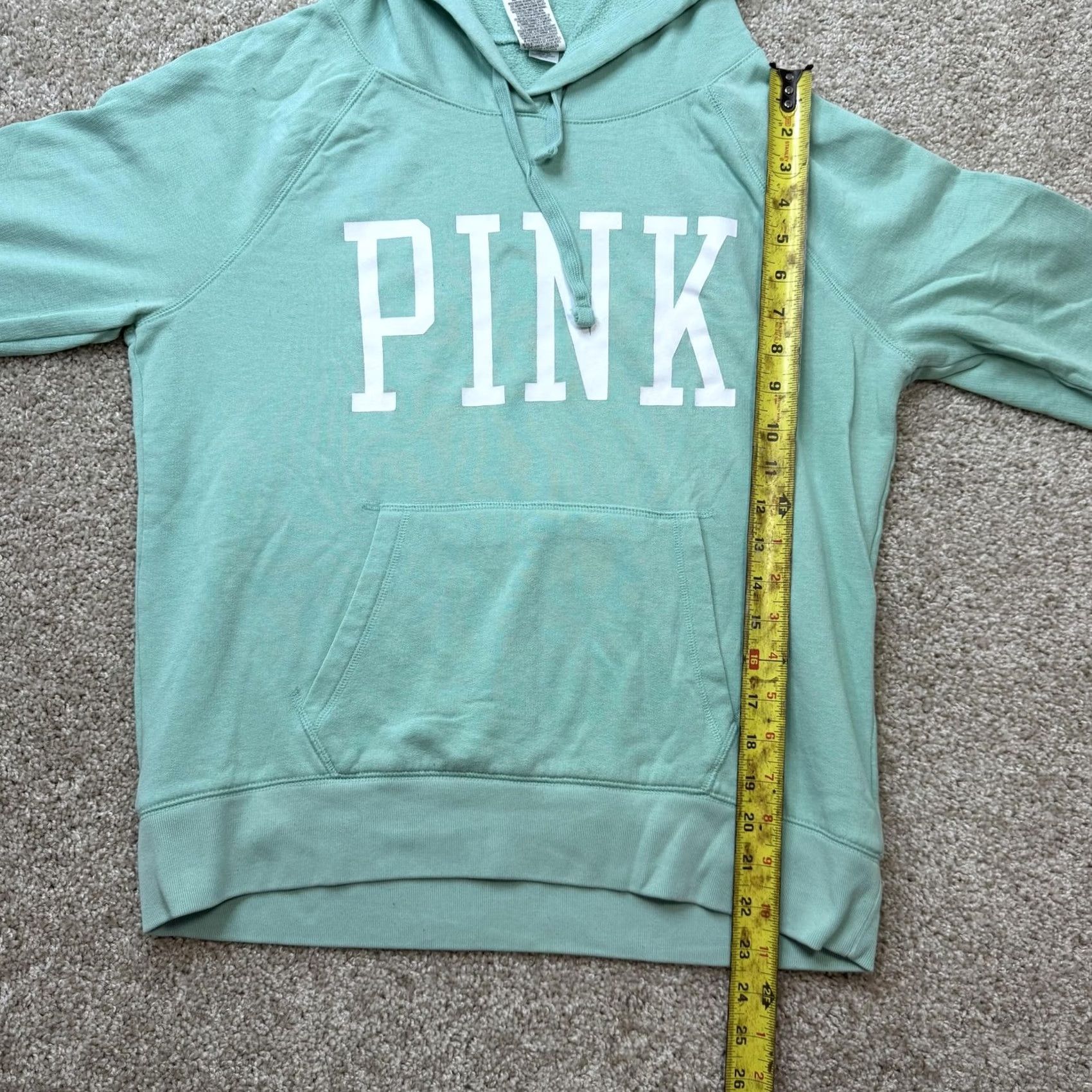Pinko PINK Victoria's Secret Hoodie Womens Large Green Terry Raglan Pullover Logo Size L / US 10 / IT 46 - 5 Thumbnail