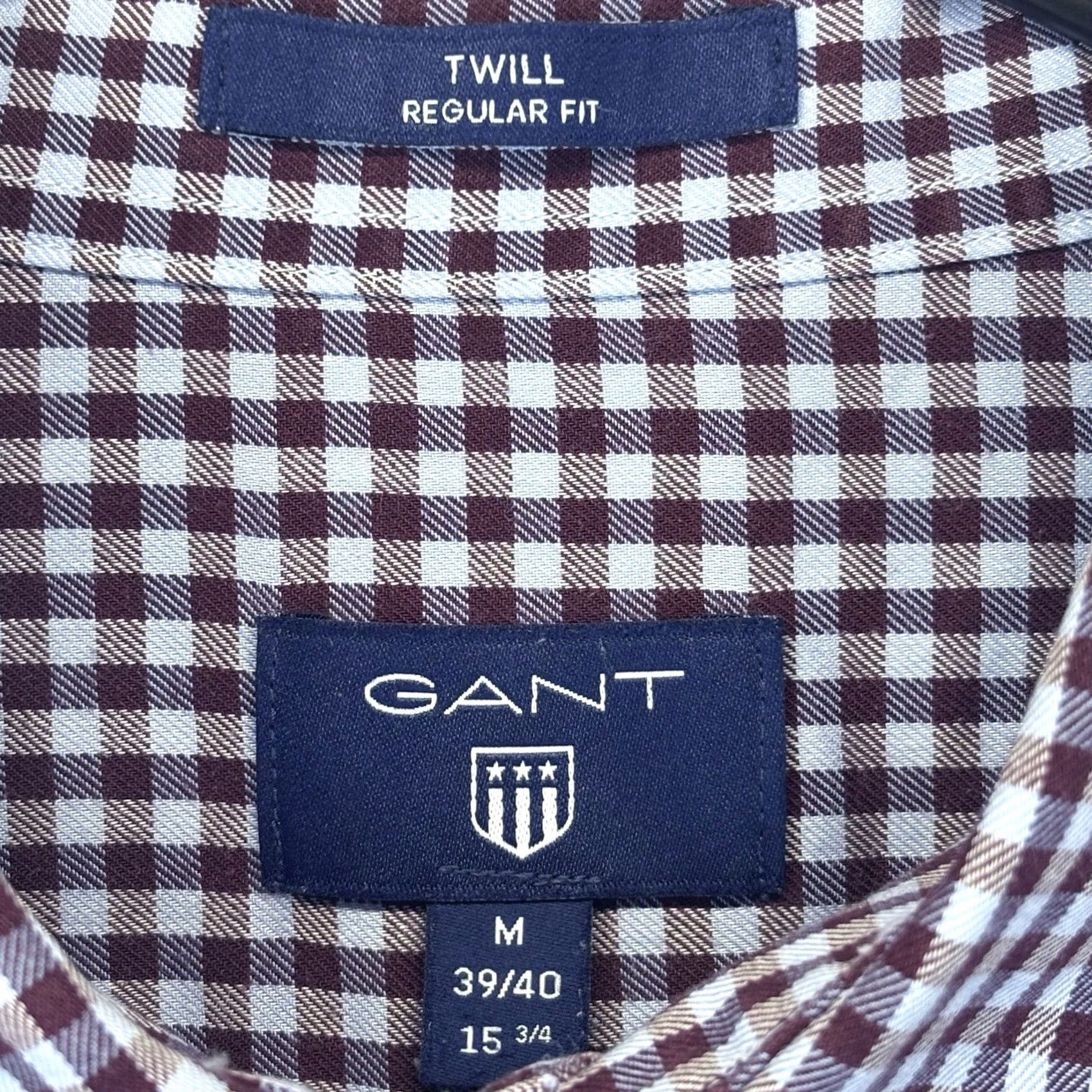 Gant GANT Shirt Medium Mens Twill Regular Light Blue & Maroon Check L/S Button-Up VGC Size US M / EU 48-50 / 2 - 5 Thumbnail