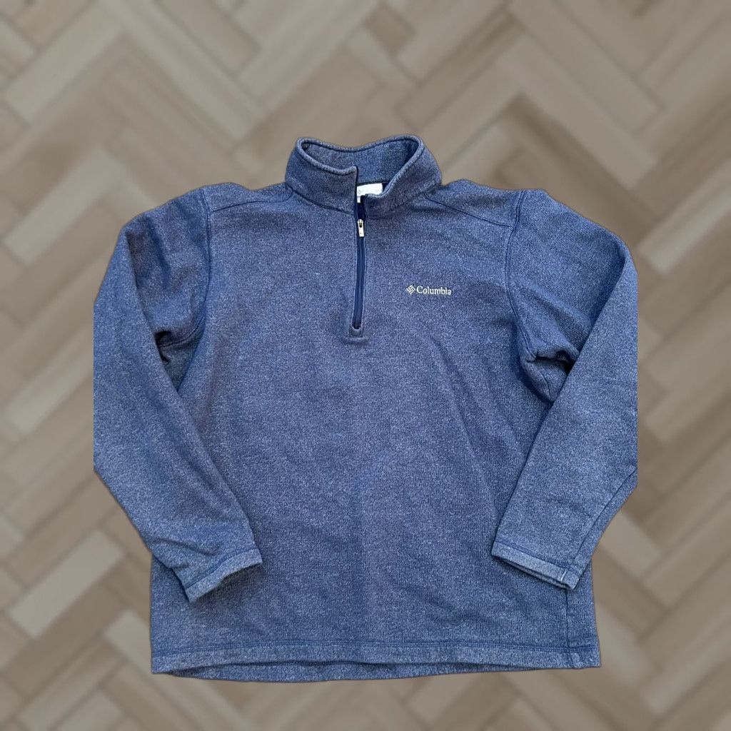 Vintage Columbia Sweater Pullover 1/4 Zip Men Large Blue Logo Outdoor Casual Travel Long Sleeve Mock Neck Regular Classic Fit Size US L / EU 52-54 / 3 - 1 Thumbnail