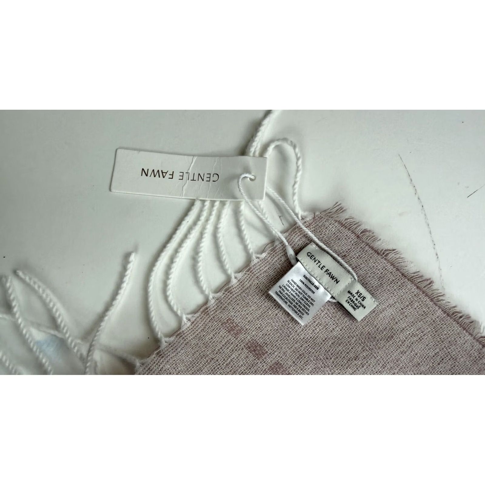 Pinko Gentle Fawn Poncho Ruana Wrap Womens XS/S Pink Ivory Fringe Open Front Geometric Size ONE SIZE - 2 Thumbnail