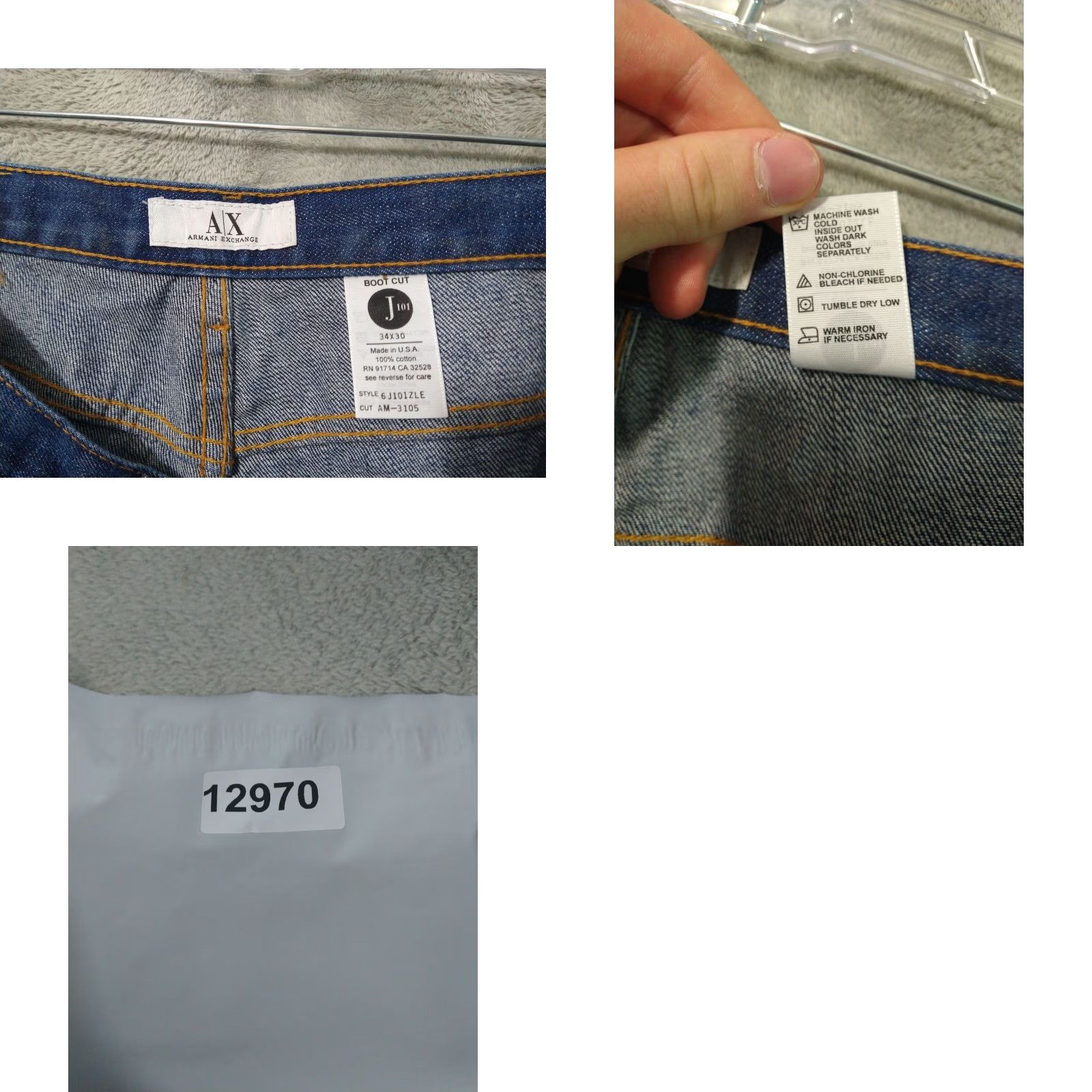 Armani Exchange Armani Exchange Jeans Mens 34x30 Blue Denim Bootcut Distressed Vintage Wide Leg Jeans Size US 34 / EU 50 - 8 Thumbnail