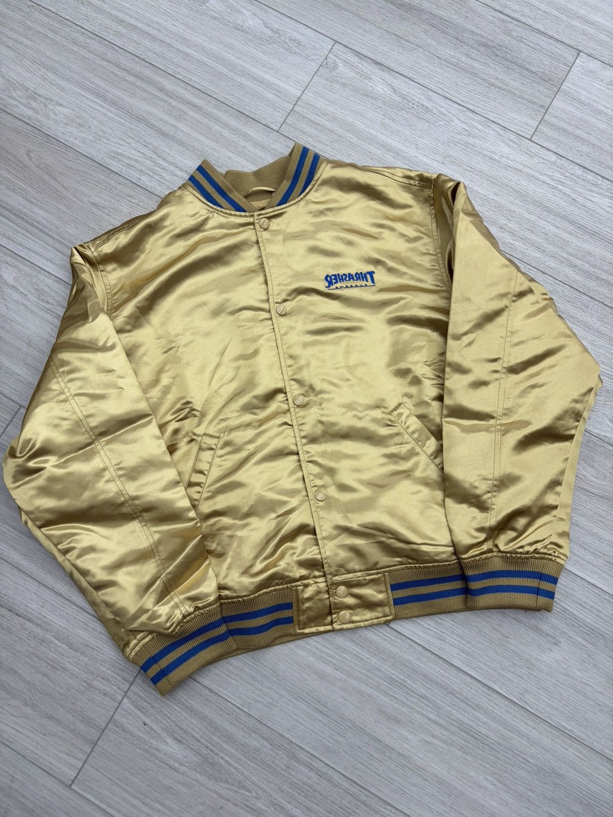 Supreme Supreme Thrasher Satin Varsity Jacket Gold Size US L / EU 52-54 / 3 - 1 Thumbnail