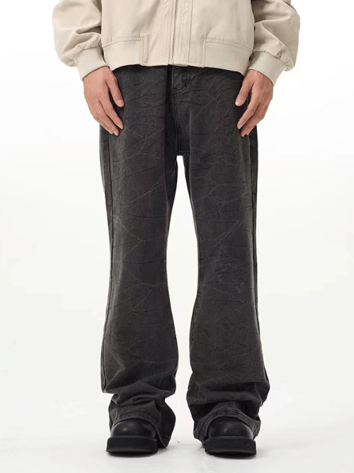 Japanese Brand Men's black trendy loose casual washed flared jeans Size US 32 / EU 48 - 1 Thumbnail