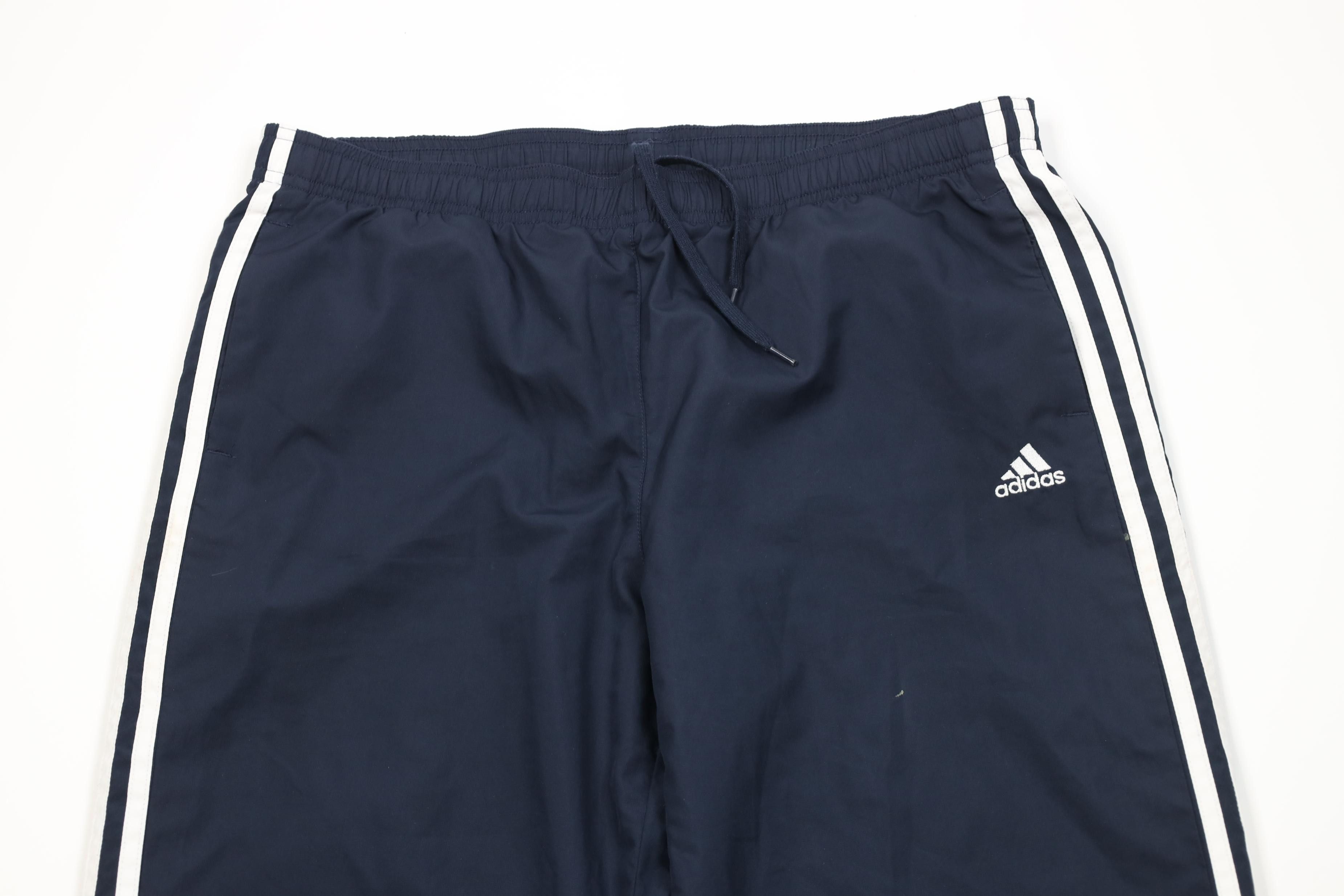 Adidas Vintage Y2K Adidas Striped Lined Wide Leg Windbreaker Pants Size 33" - 2 Thumbnail