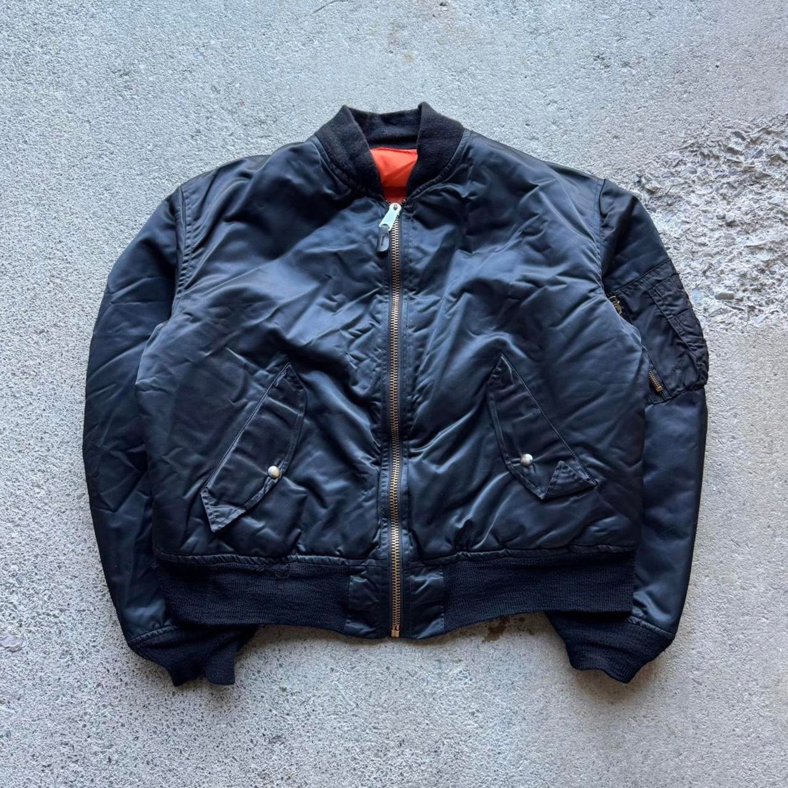 Vintage Vtg Black MA-1 Reversible Bomber Jacket Greenbriar Ind Size US L / EU 52-54 / 3 - 1 Thumbnail