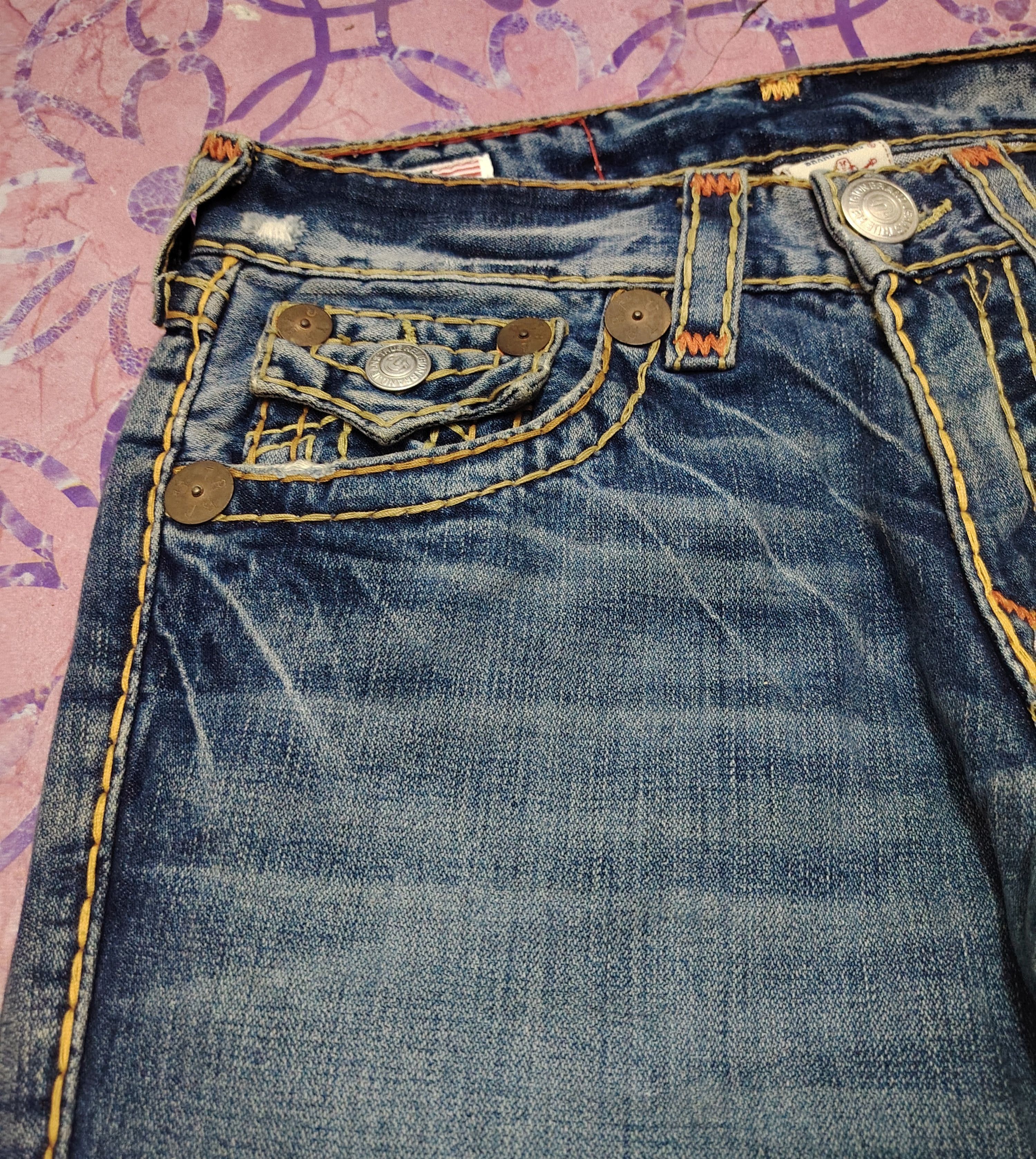 True Religion True Religion Jeans Orange Stitch Joey Super T Denim Flared Size US 31 - 6 Thumbnail