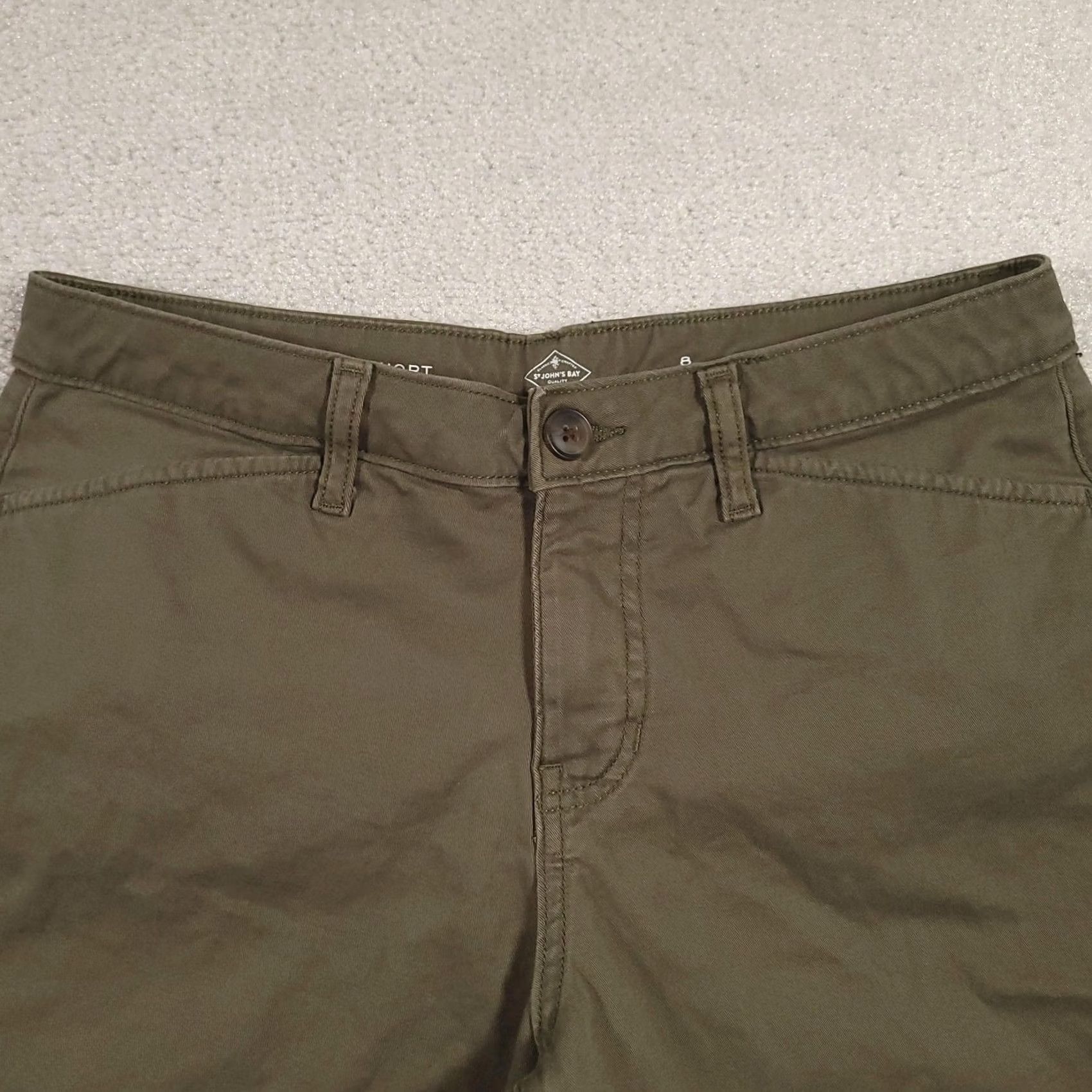 Vintage St. John's Bay Shorts Womens 8 Olive Green 7 Inch Chino Stretch Cotton Casual Flat Front Womens Shorts Size 30" / US 8 / IT 44 - 3 Thumbnail