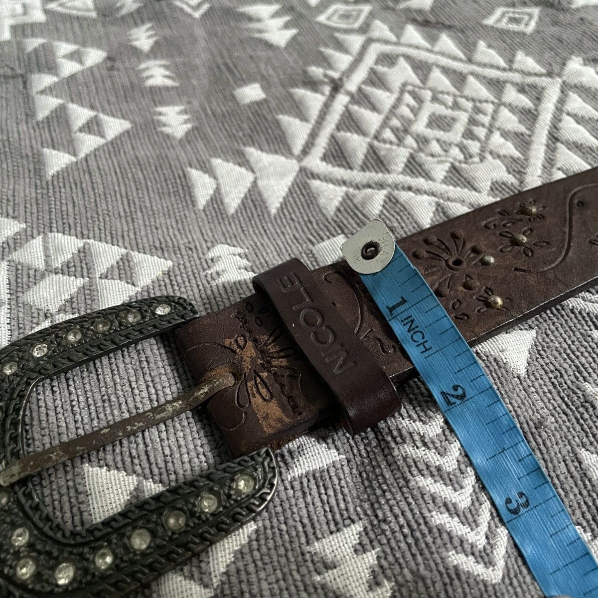 Nicole Club Nicole y2k studded rustyrhinestoneleather belt kapital style Size ONE SIZE - 7 Thumbnail