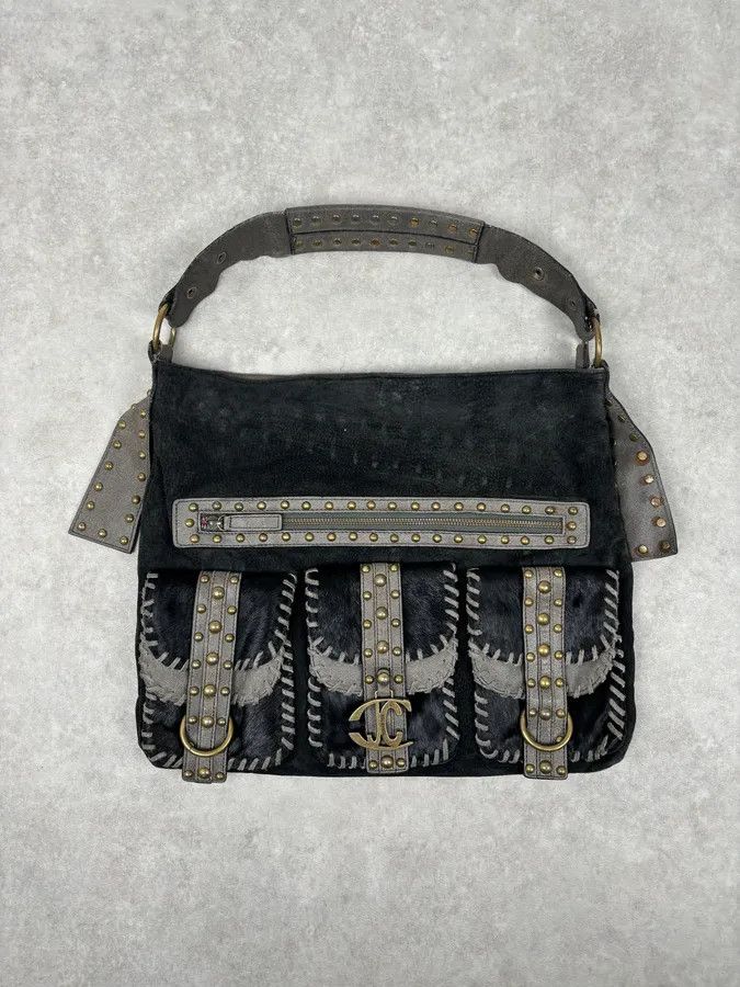 Roberto Cavalli AW2008 Cavalli Black Fur Suede Shoulder Bag Size ONE SIZE - 1 Thumbnail