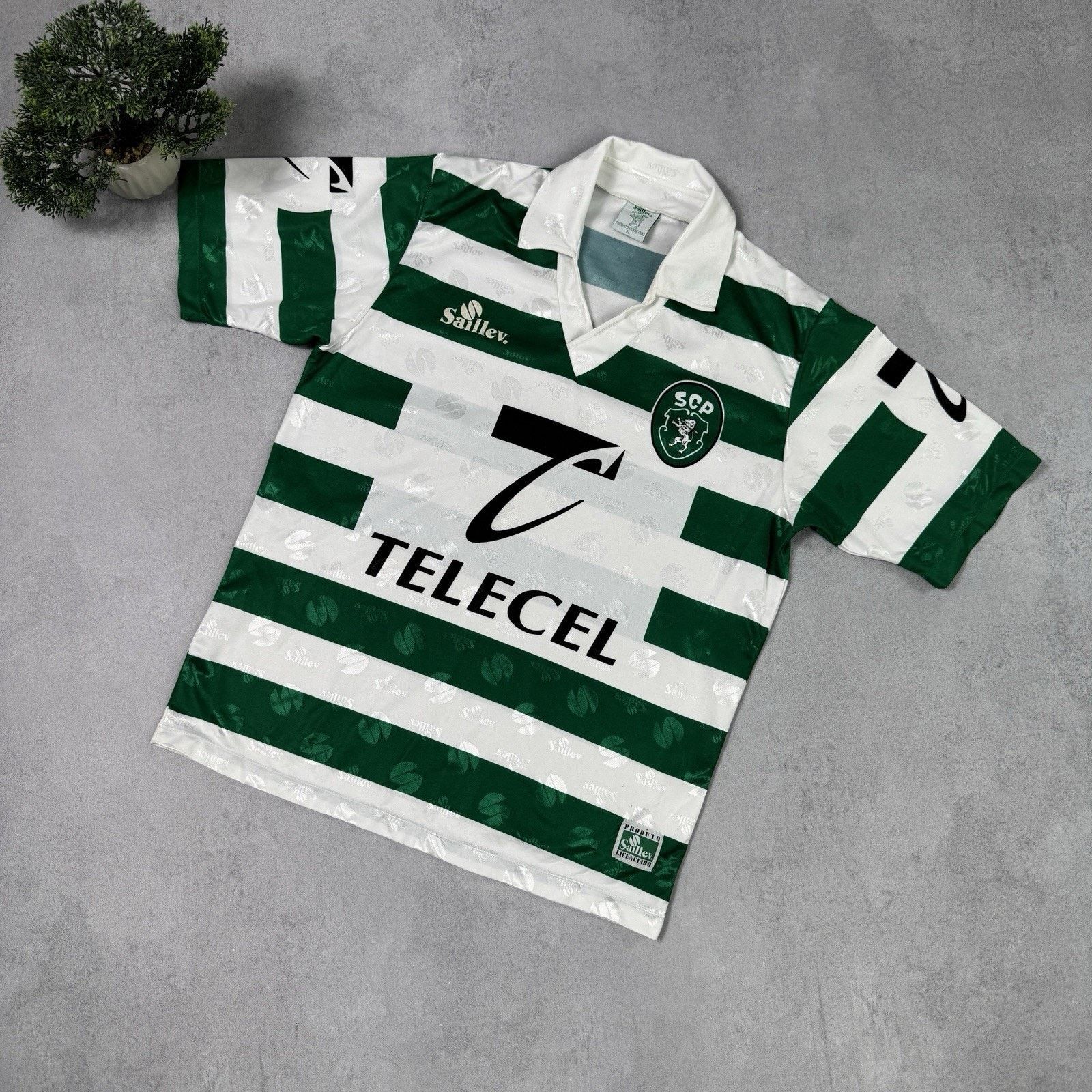 Vintage 1995-1996 Sporting Lisbon Saillev Home Soccer Jersey Size US XL / EU 56 / 4 - 1 Thumbnail