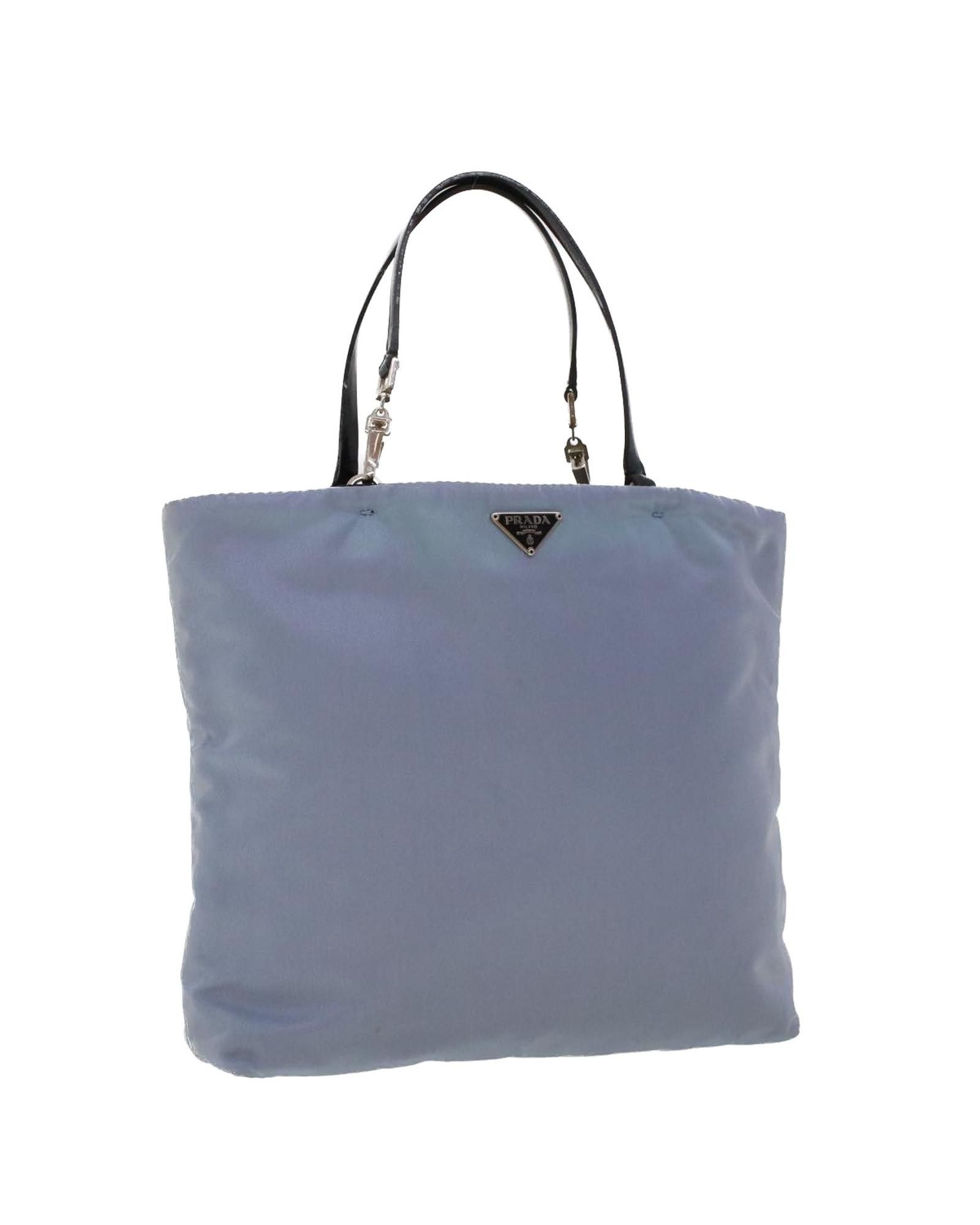image of Prada Light Blue Nylon Hand Bag, Women's