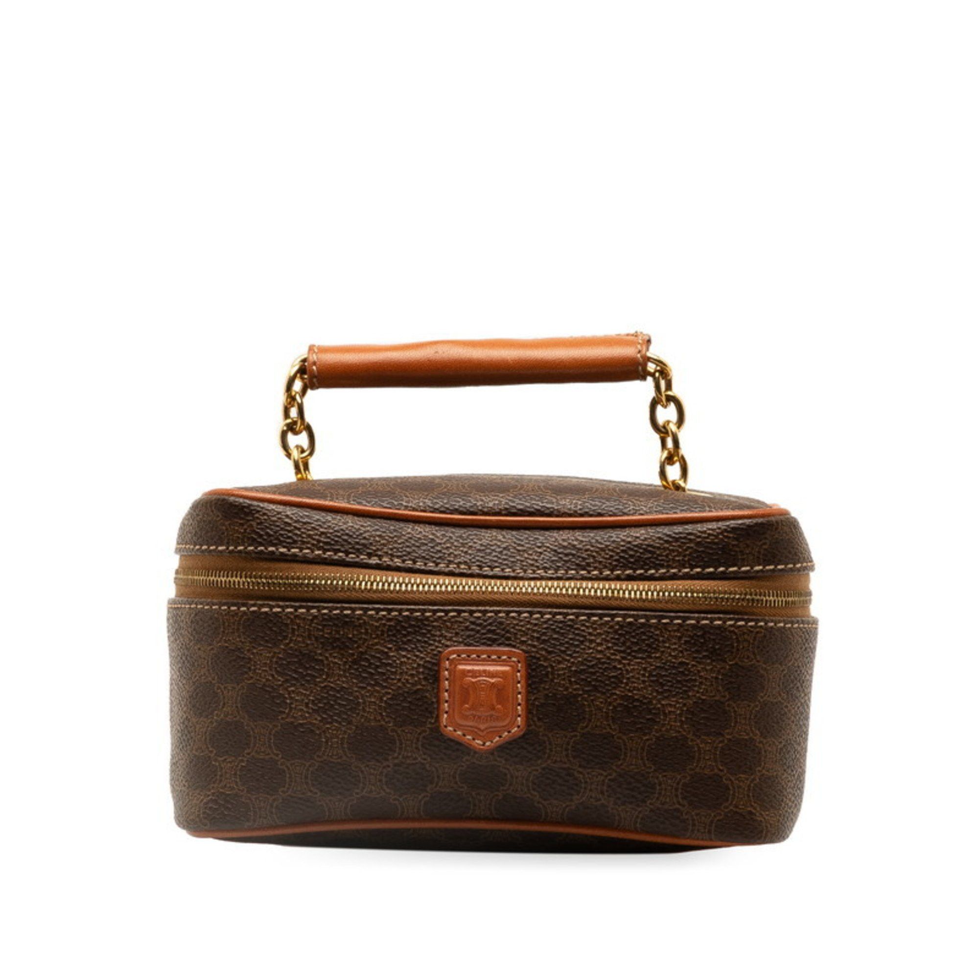 image of Celine Macadam Pouch Vanity Bag Brown Pvc Leather Women's Celine