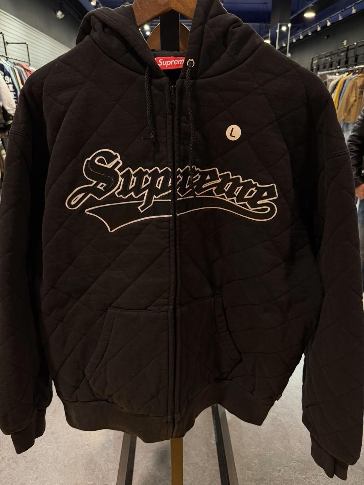 Supreme Supreme Large Quilted Zip Sweatshirt Tackle Twill Logo Black Size US L / EU 52-54 / 3 - 5 Thumbnail