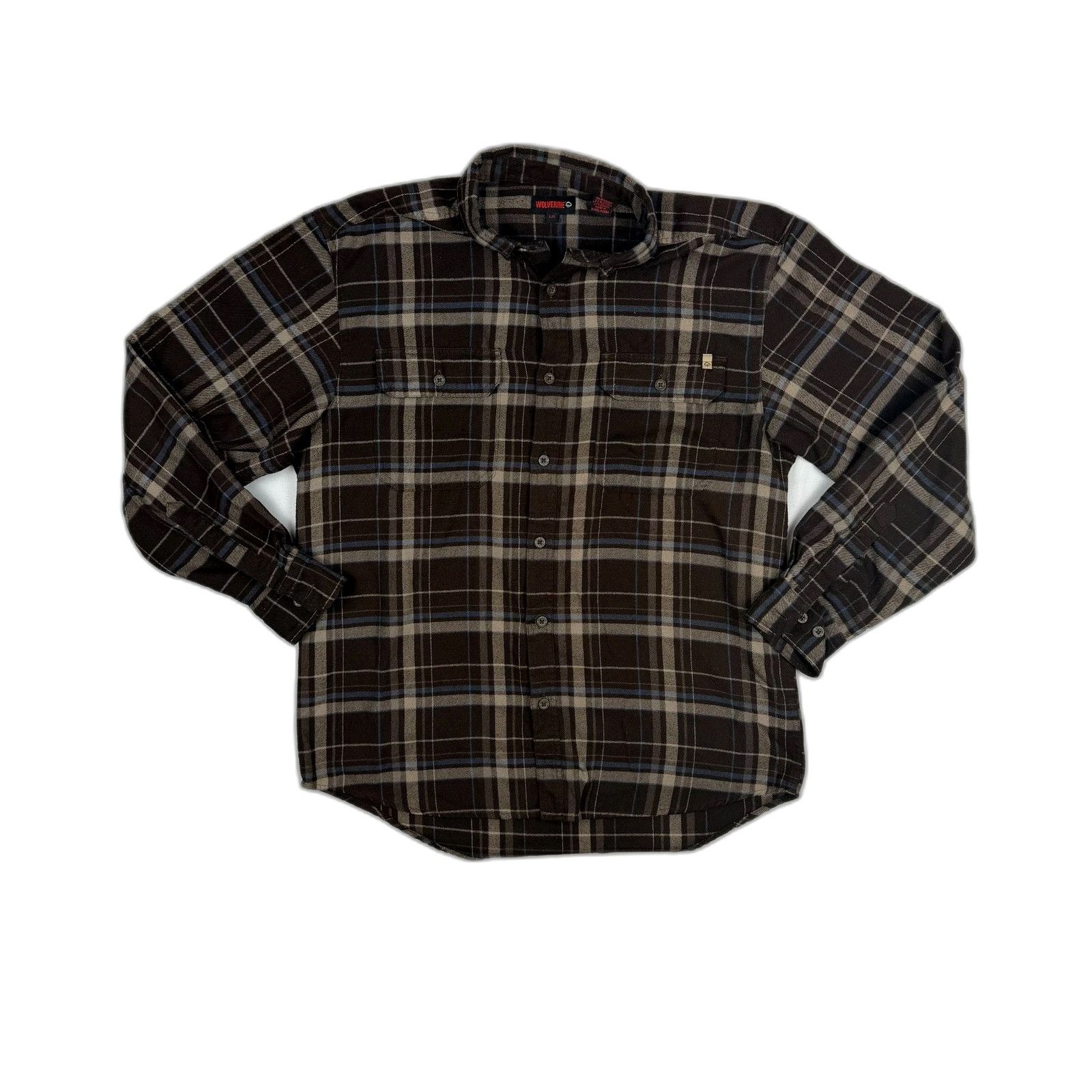 Wolverine Wolverine Shirt Mens XL Brown Flannel Plaid Button Up Workwe Size US XL / EU 56 / 4 - 1 Thumbnail