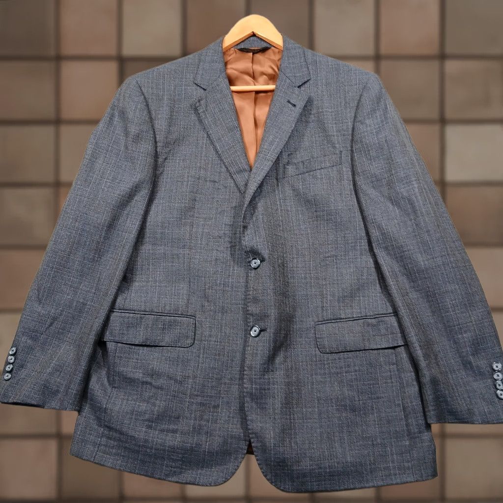 Jos. A. Bank Jos A Bank Sport Coat Blazer Blue Gray Mens 44R Wool Silk Blend Size 44R - 1 Thumbnail