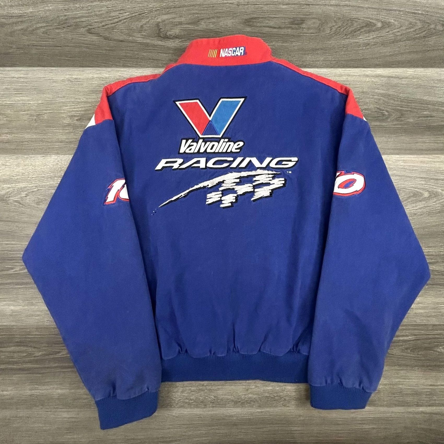 NASCAR VINTAGE Nascar Jacket Mens XL Blue Racing Valvoline Winston Goodyear 10 NASCAR 90s Vintage Mens Blue Jacket Size US XL / EU 56 / 4 - 2 Thumbnail