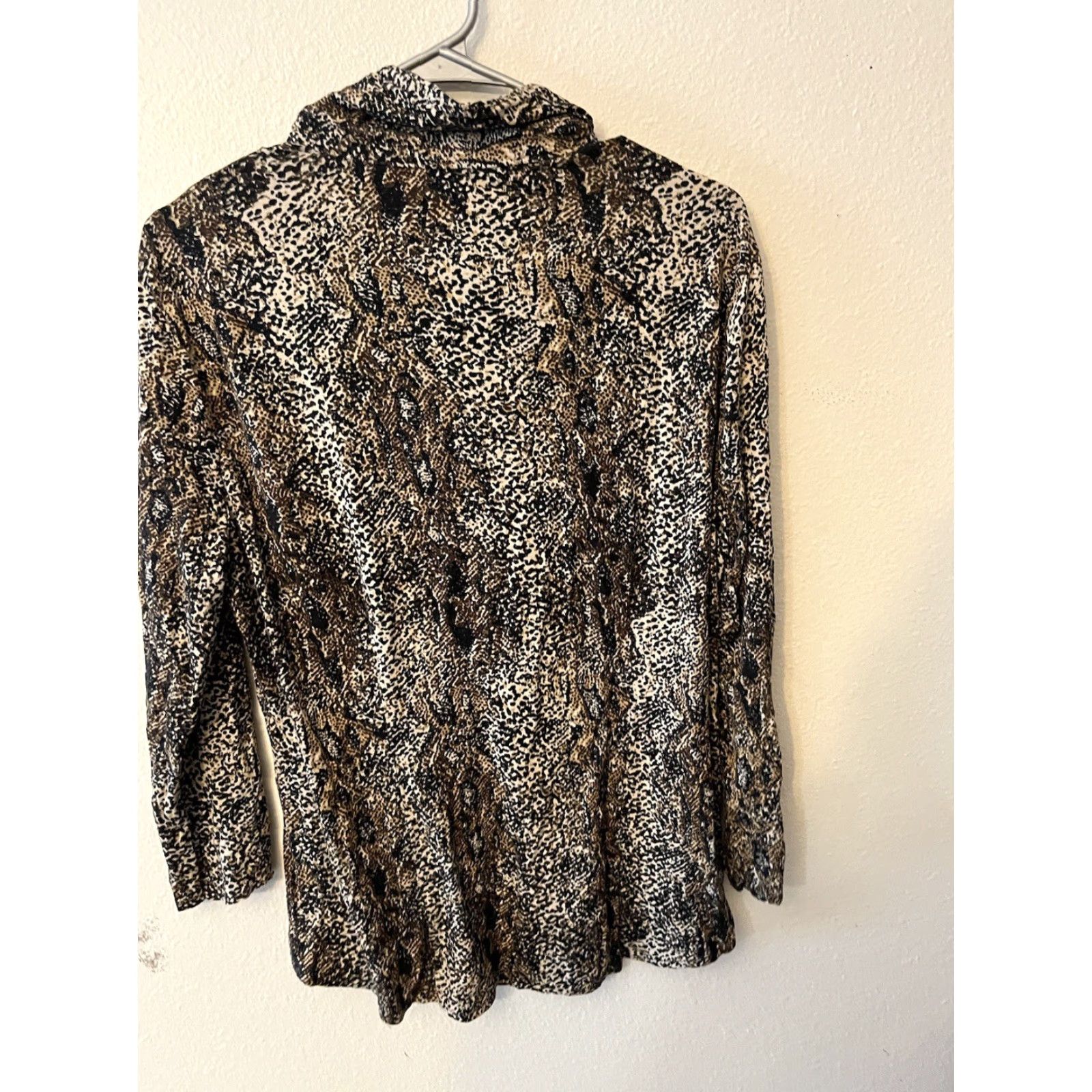 Ann Taylor Ann Taylor Womens Button-Up Shirt Long Sleeve Collared Animal Print Sz L Brown Women's Regular Fit Vintage: No Size L / US 10 / IT 46 - 2 Thumbnail