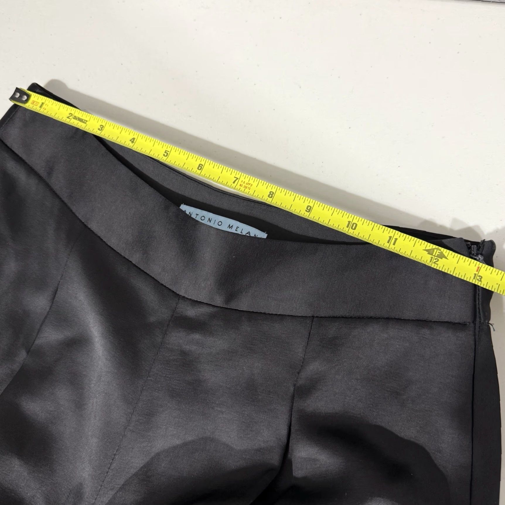 Vintage Antonio Melani Wide-Leg Dress Pants Black Side Zip Shiny Size 2 Pants Womens Size 26" / US 2 / IT 38 - 4 Thumbnail