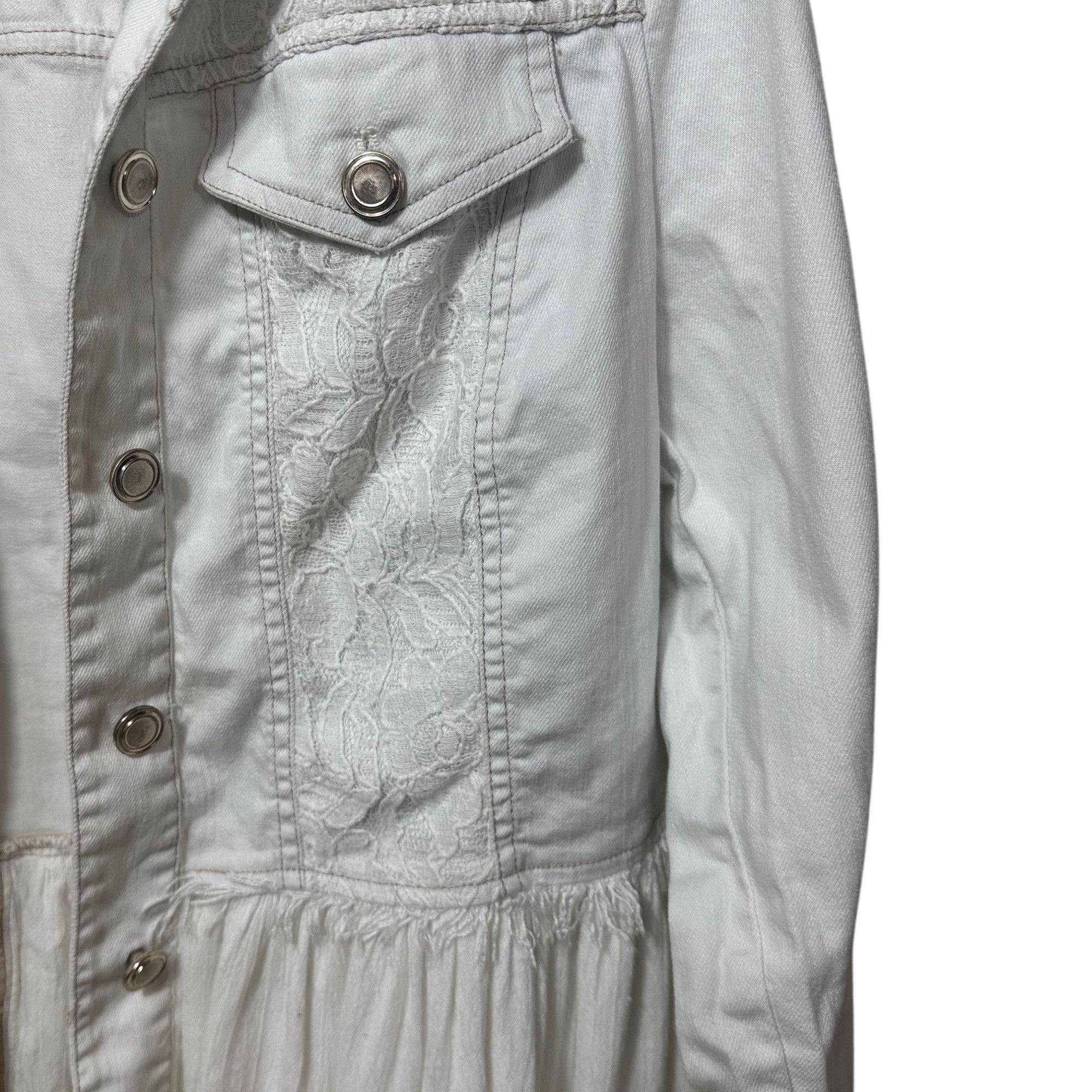 Chicos Chico’s White Lace Ruffled Button Up Jean Jacket Size 1 - Sm Size S / US 4 / IT 40 - 2 Thumbnail