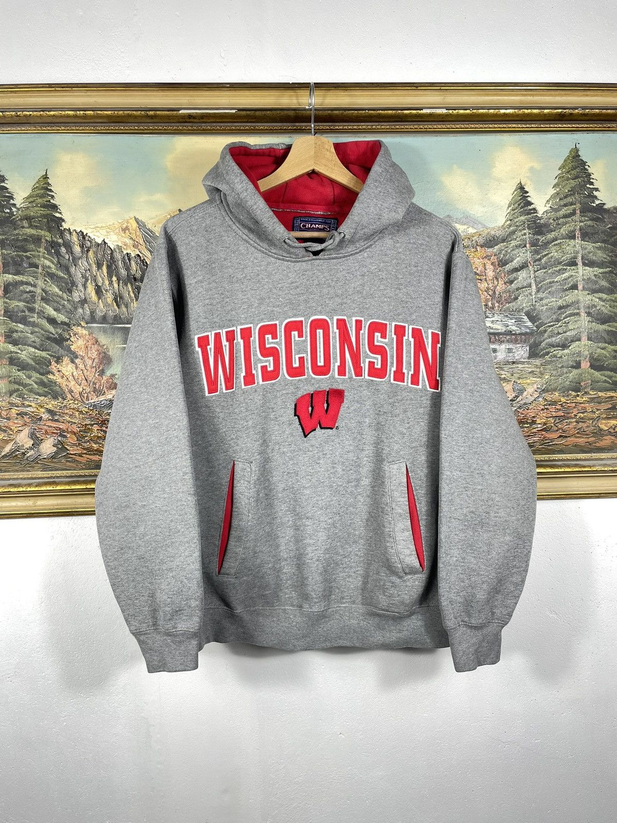 Vintage Retro 00s Boxy Loose Wisconsin College Hoodie Crewneck Size US M / EU 48-50 / 2 - 1 Thumbnail