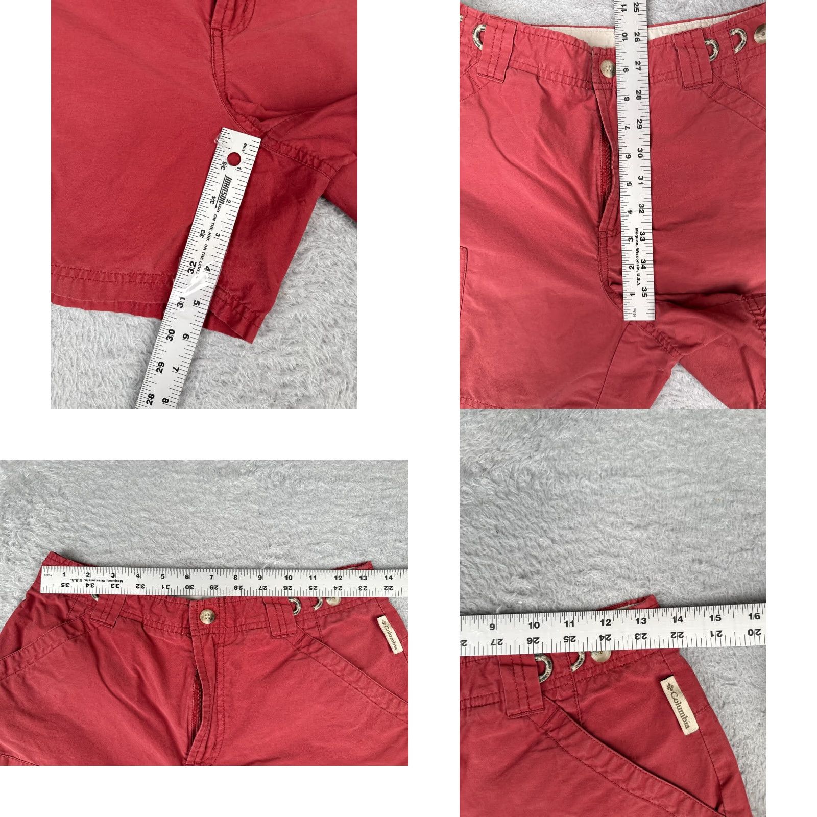 Vintage Columbia Shorts Women 6 Red Cargo Cotton Blend Hiking Camping Casual 27x6 Size 28" / US 6 / IT 42 - 8 Thumbnail