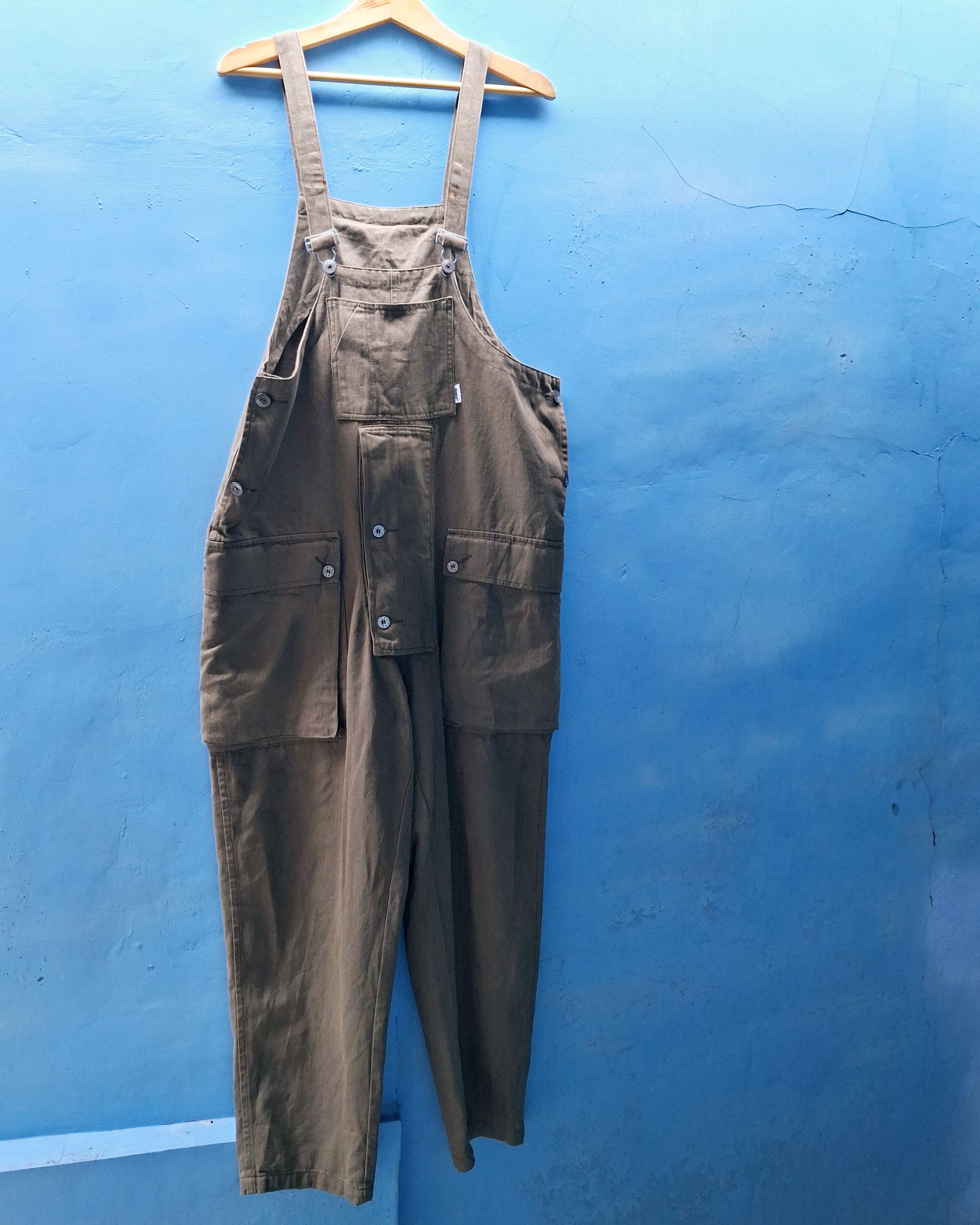 Japanese Brand PMGO HERRINGBONE TWILL HBT OLIVE GREEN DECK OVERALL Size US 43 - 14 Thumbnail