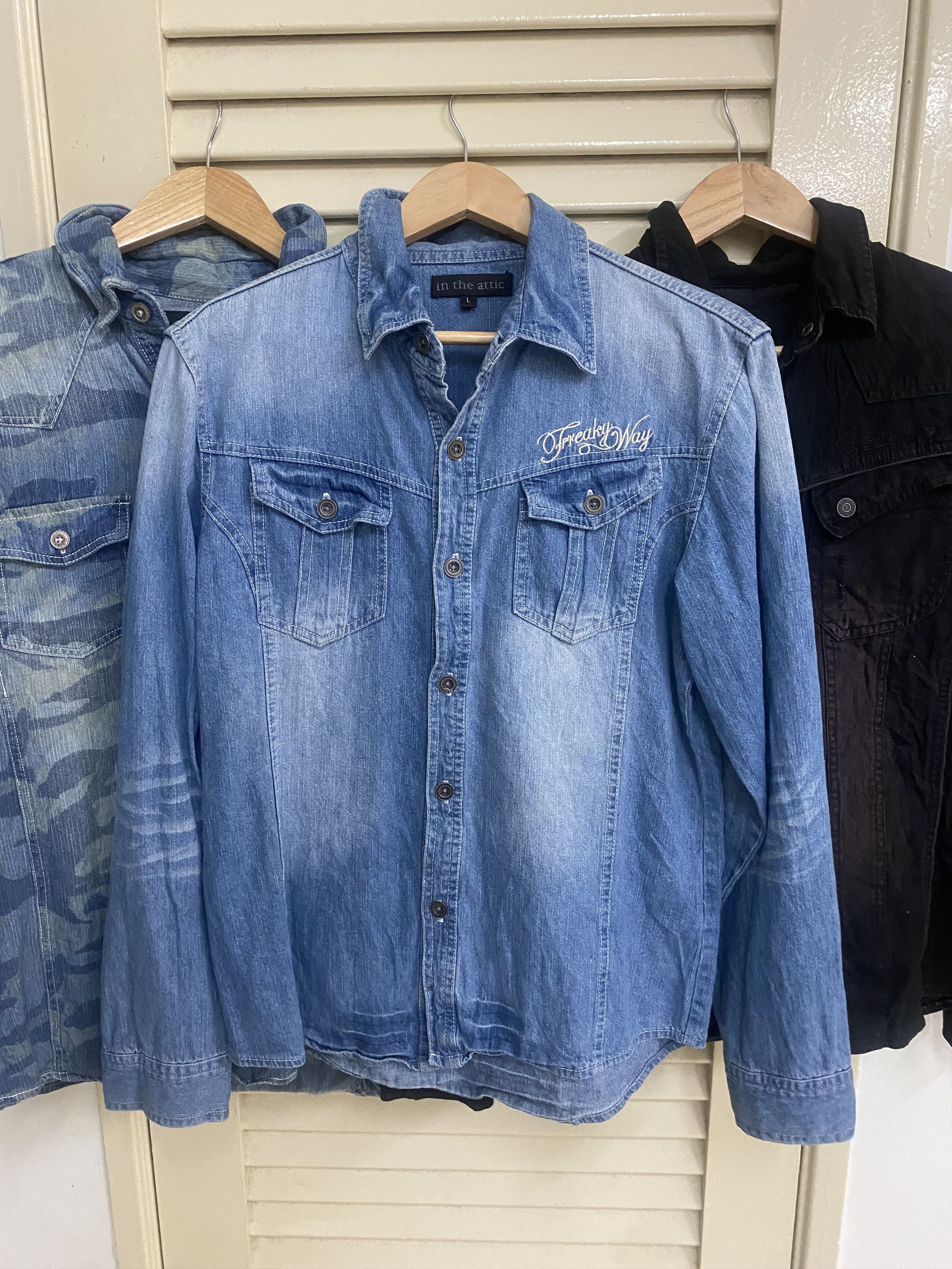 In The Attic Japanese Lots of 3 Denim Shirt Punkers Seditionaries Size US L / EU 52-54 / 3 - 9 Thumbnail
