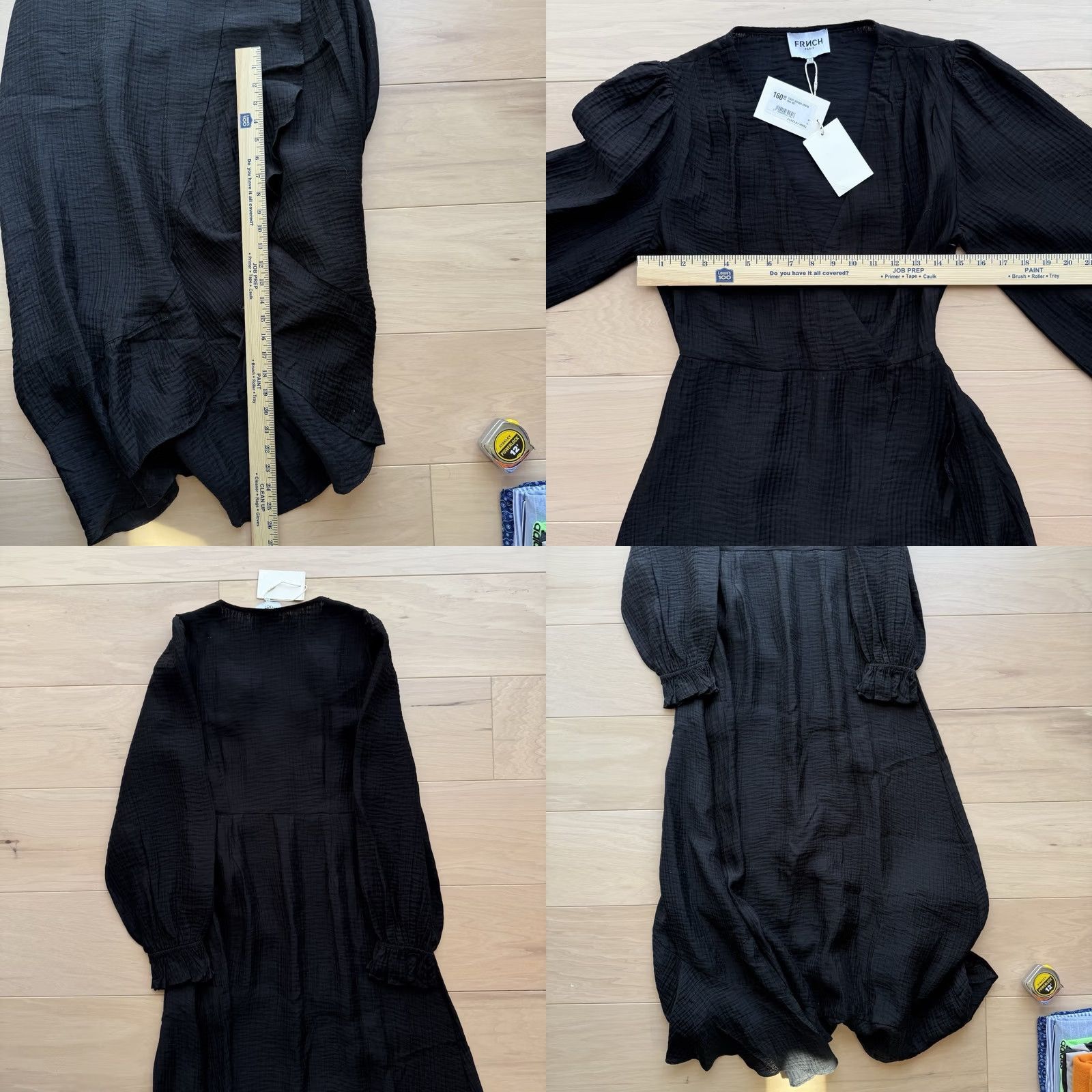 Vintage Frnch Paris Taisy Woven Dress XS Black Maxi Sundress Puff Sleeve V-Neck NWT New York Designer Boho Summer Glam Casual Party/Cocktail Women XS Size XS / US 0-2 / IT 36-38 - 8 Thumbnail