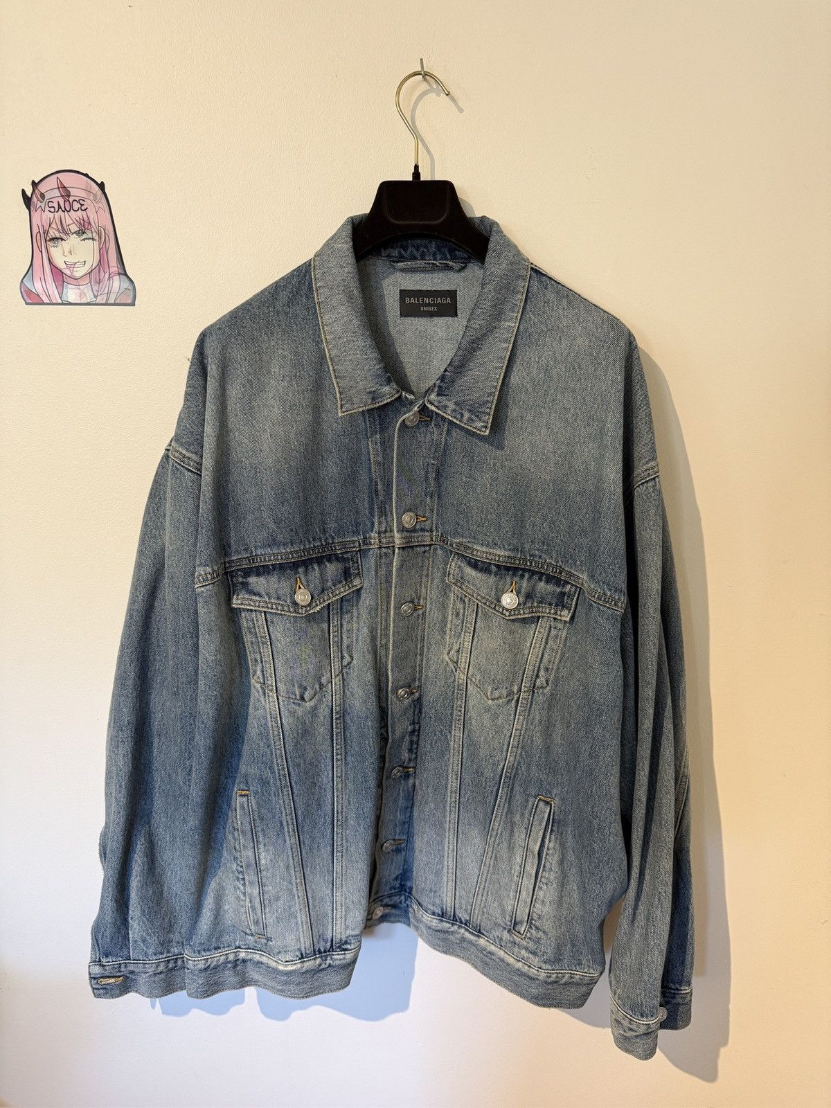 Balenciaga Balenciaga Taped Logo Denim Jacket Size US XL / EU 56 / 4 - 2 Thumbnail
