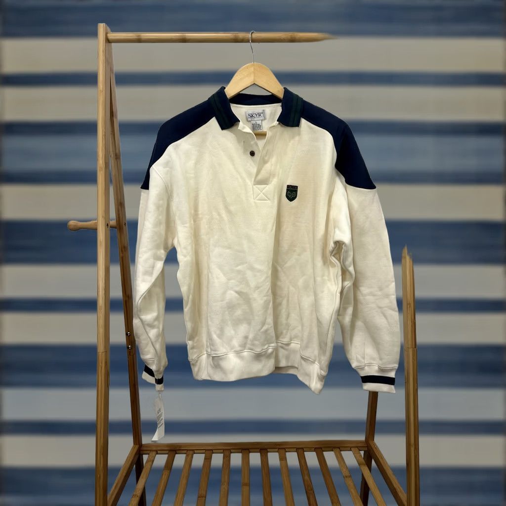 Vintage NWT Skyr Sweatshirt Ski Winter Mountain Snowboard Polo Rugby Men L Cream Tags Stain, Size L Size US L / EU 52-54 / 3 - 1 Thumbnail