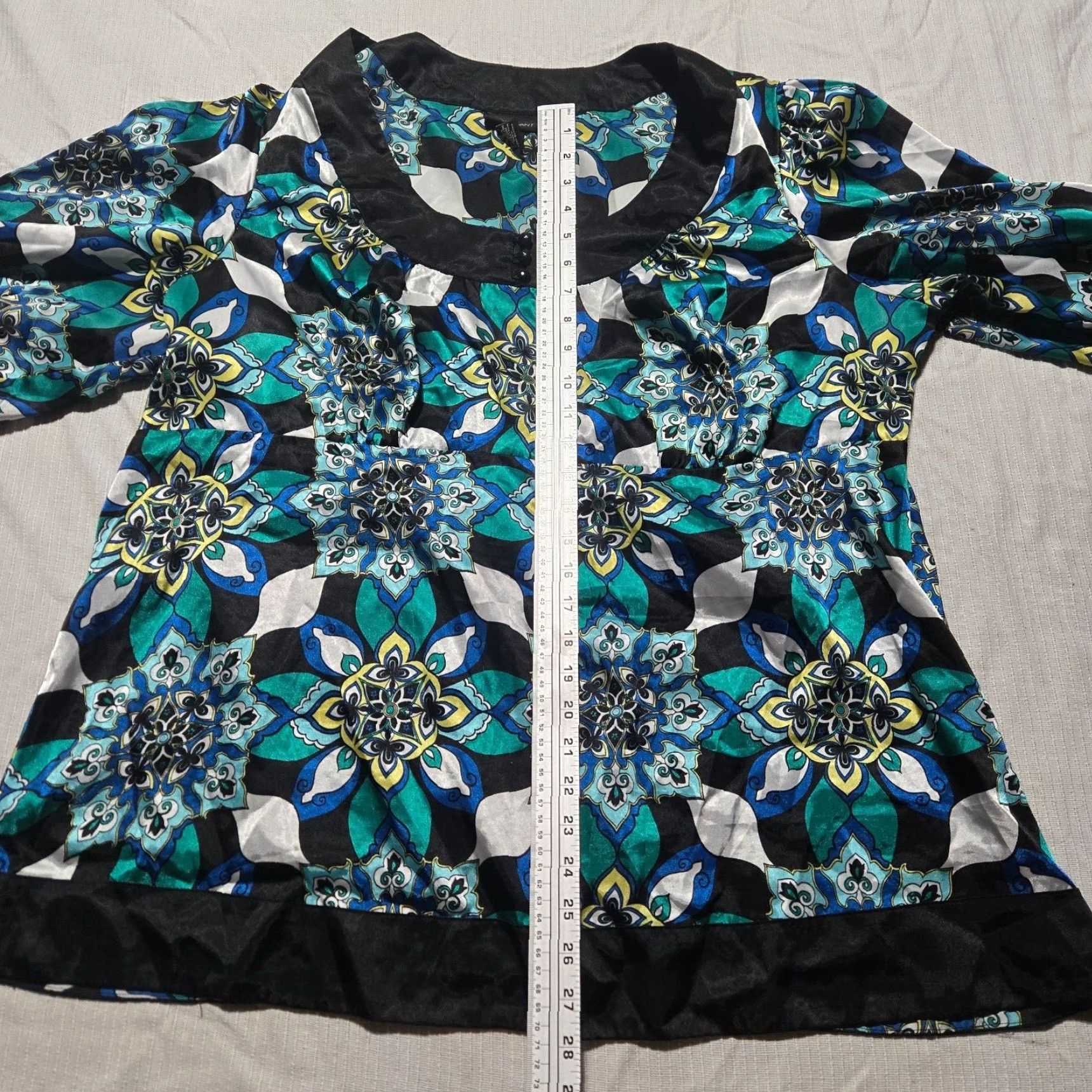Vintage Lane Bryant Shirt Adult Women 22/24 Blue Floral Scoop Neck Short Sleeve Blouse FABRIC: Polyester Plus Size Casual Size 3XL / US 20-22 - 7 Thumbnail