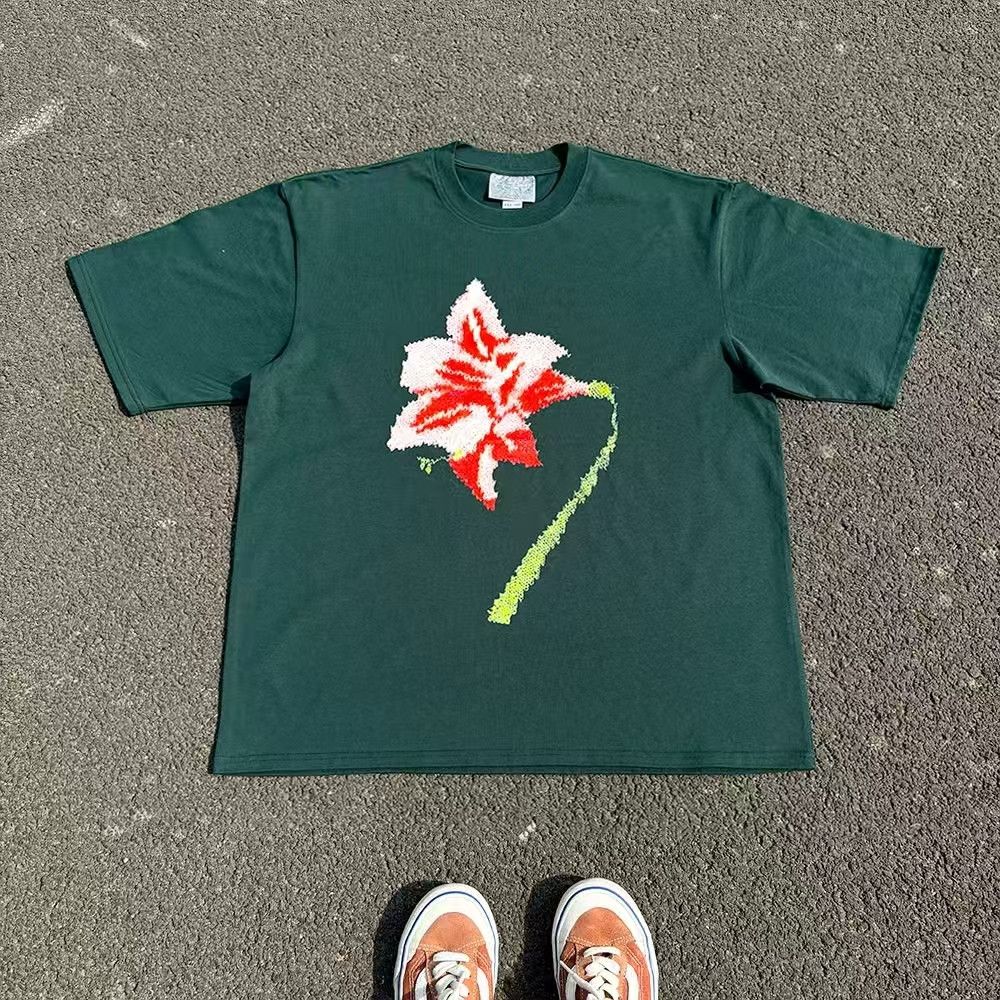 Vintage Green retro floral print cotton t-shirt Size US M / EU 48-50 / 2 - 1 Thumbnail