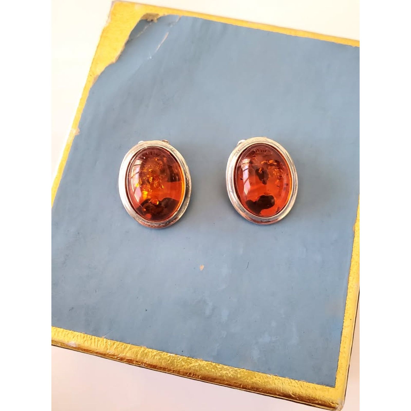 Other Vintage Amber Baltic Clip-on Sterling Silver Earrings Size ONE SIZE - 1 Thumbnail