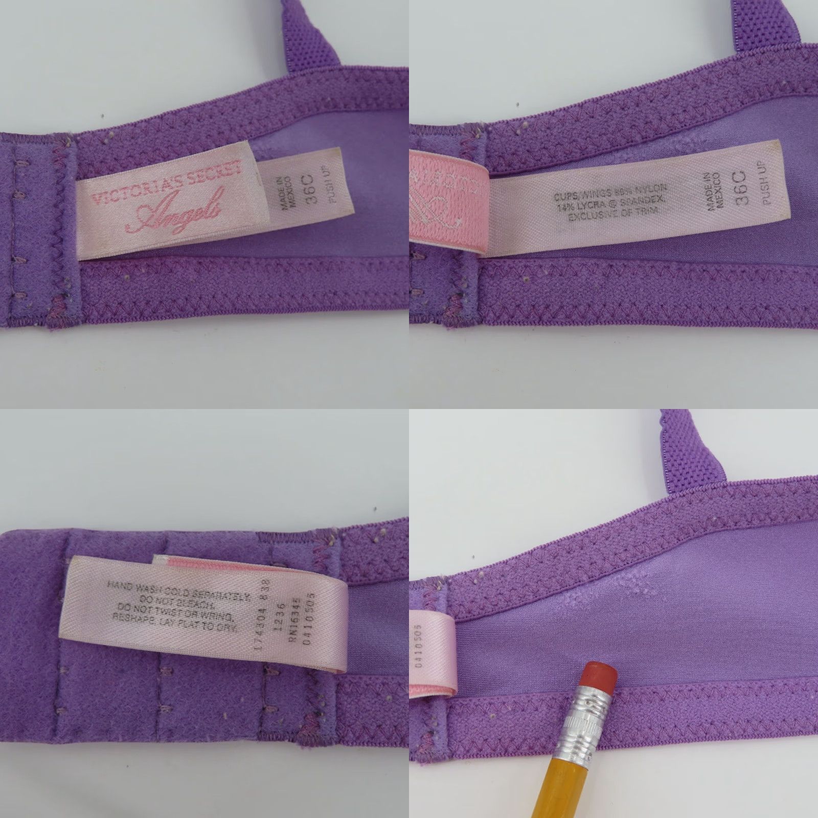 Victoria's Secret VINTAGE Victoria's Secret Angels Push Up Bra Solid Purple 36C Underwire Padded Opaque VTG Y2K Womens Bra Size ONE SIZE - 9 Thumbnail