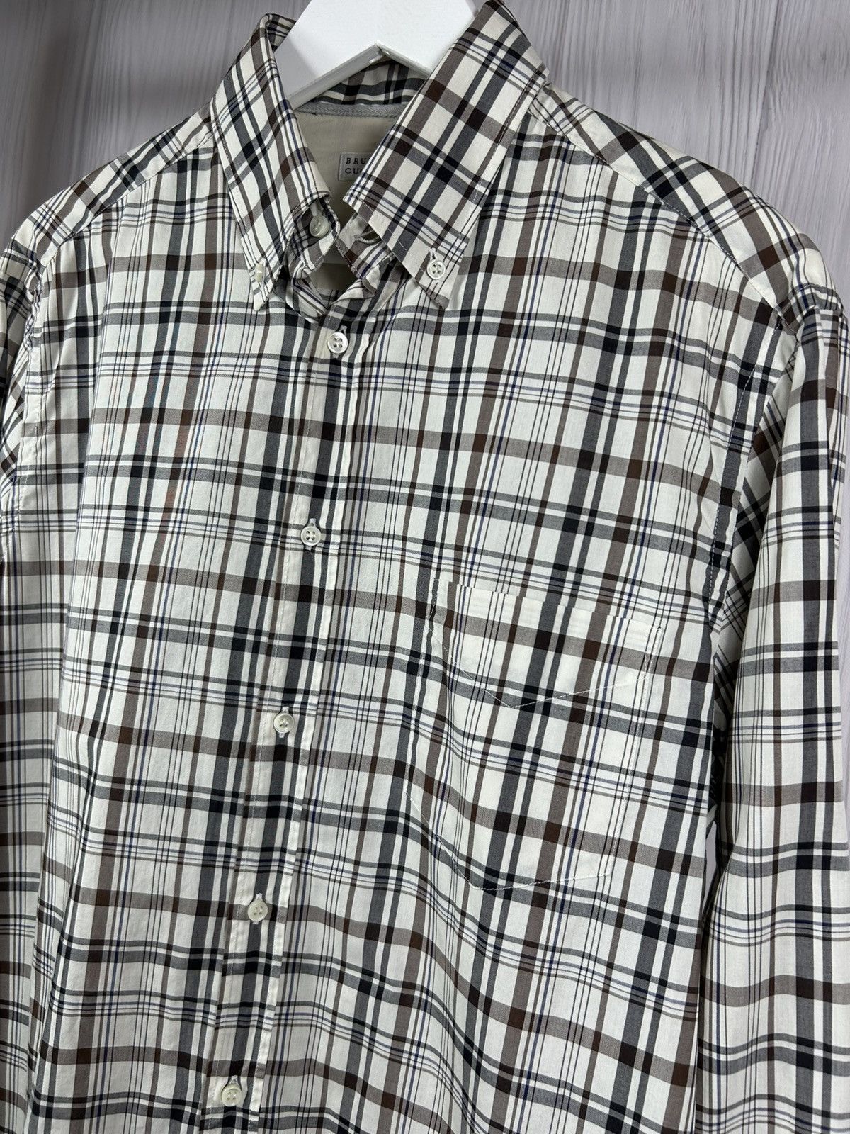 Brunello Cucinelli Brunello Cucinelli Check Pattern Cotton Shirt Size L Italy Size US L / EU 52-54 / 3 - 3 Thumbnail