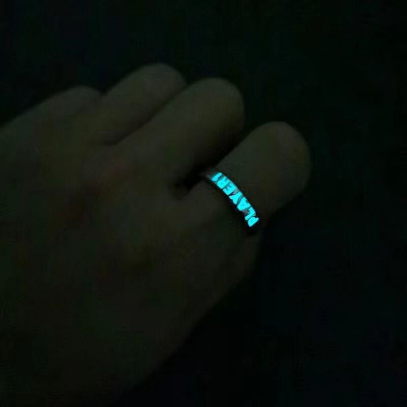 Jewelry 2pcs Fluorescent Player Letter Luminous Ring Size ONE SIZE - 3 Thumbnail