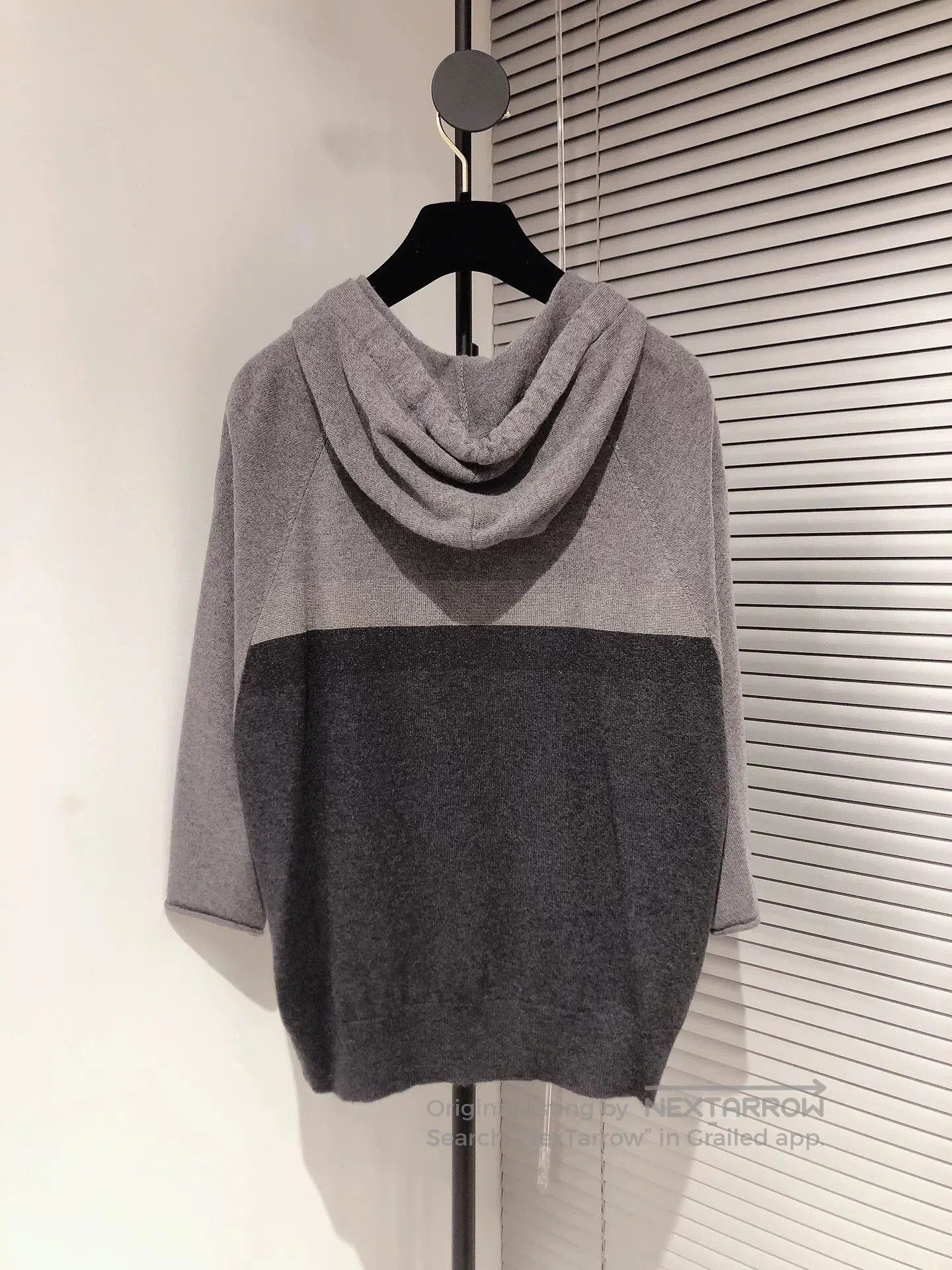 Brunello Cucinelli Brunello Cucinelli Gray Black Hooded Cashmere Sweater. Size US XXS / EU 40 - 2 Thumbnail