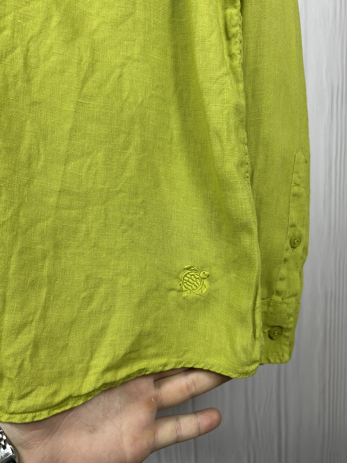 Vilebrequin Vilebrequin Caroubis Linen Shirt Green Long Sleeve Turtle Size US M / EU 48-50 / 2 - 4 Thumbnail